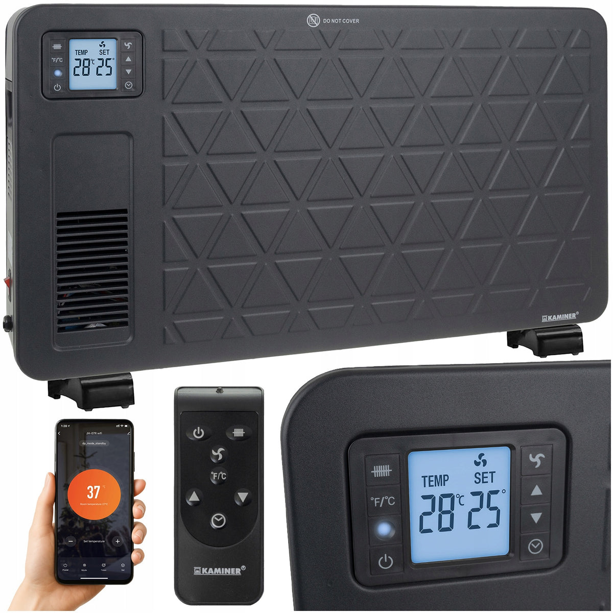 Electric convector heater Kaminer 2300W energy-saving WiFi remote control