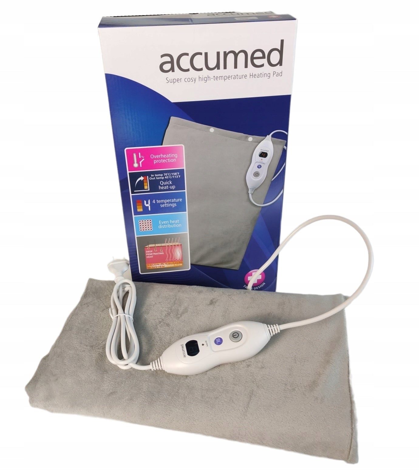 Electric cushion Accumed 40x60 cm grey 100W with removable pillowcase
