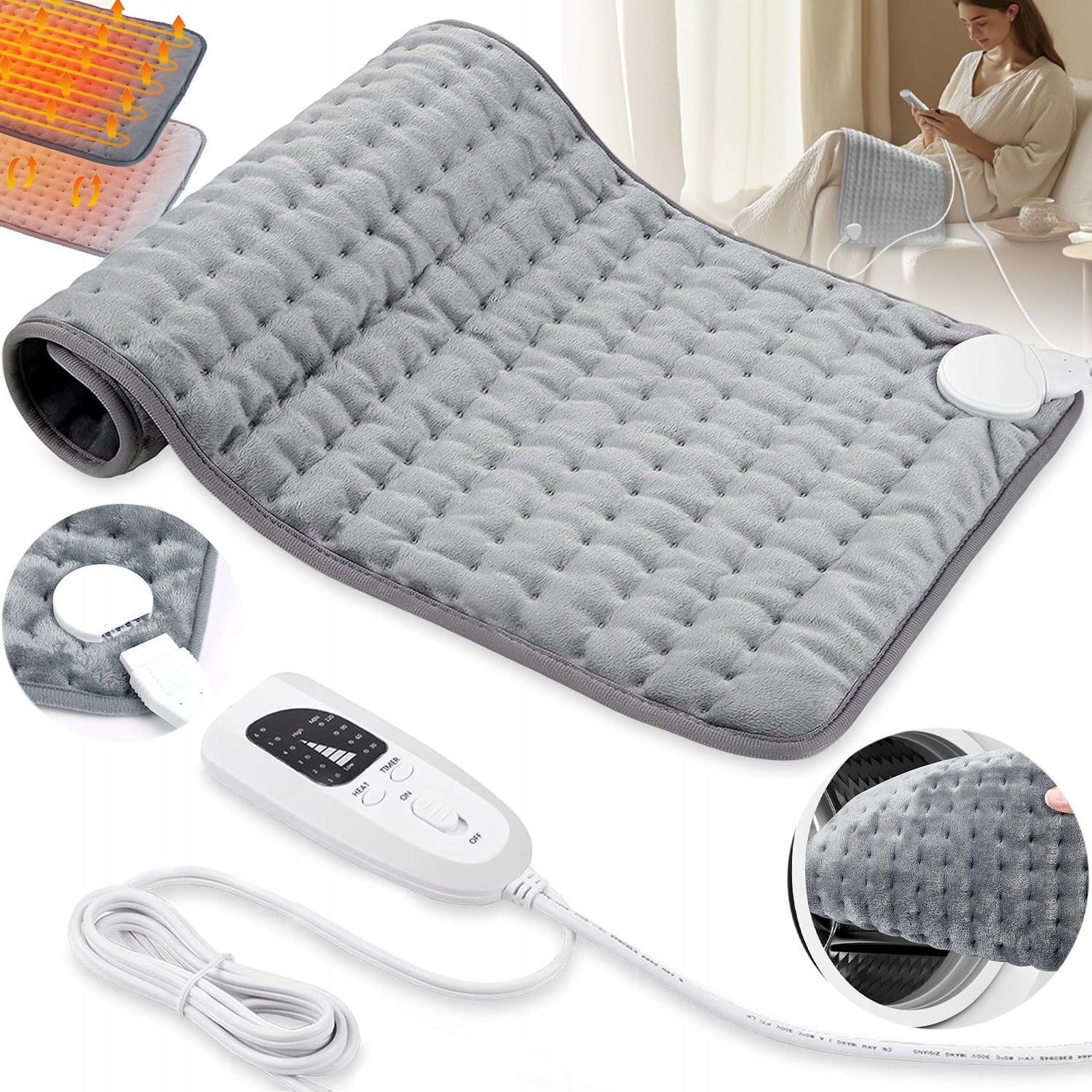 Electric cushion warming mat hot water bottle for back joints 60x30 cm