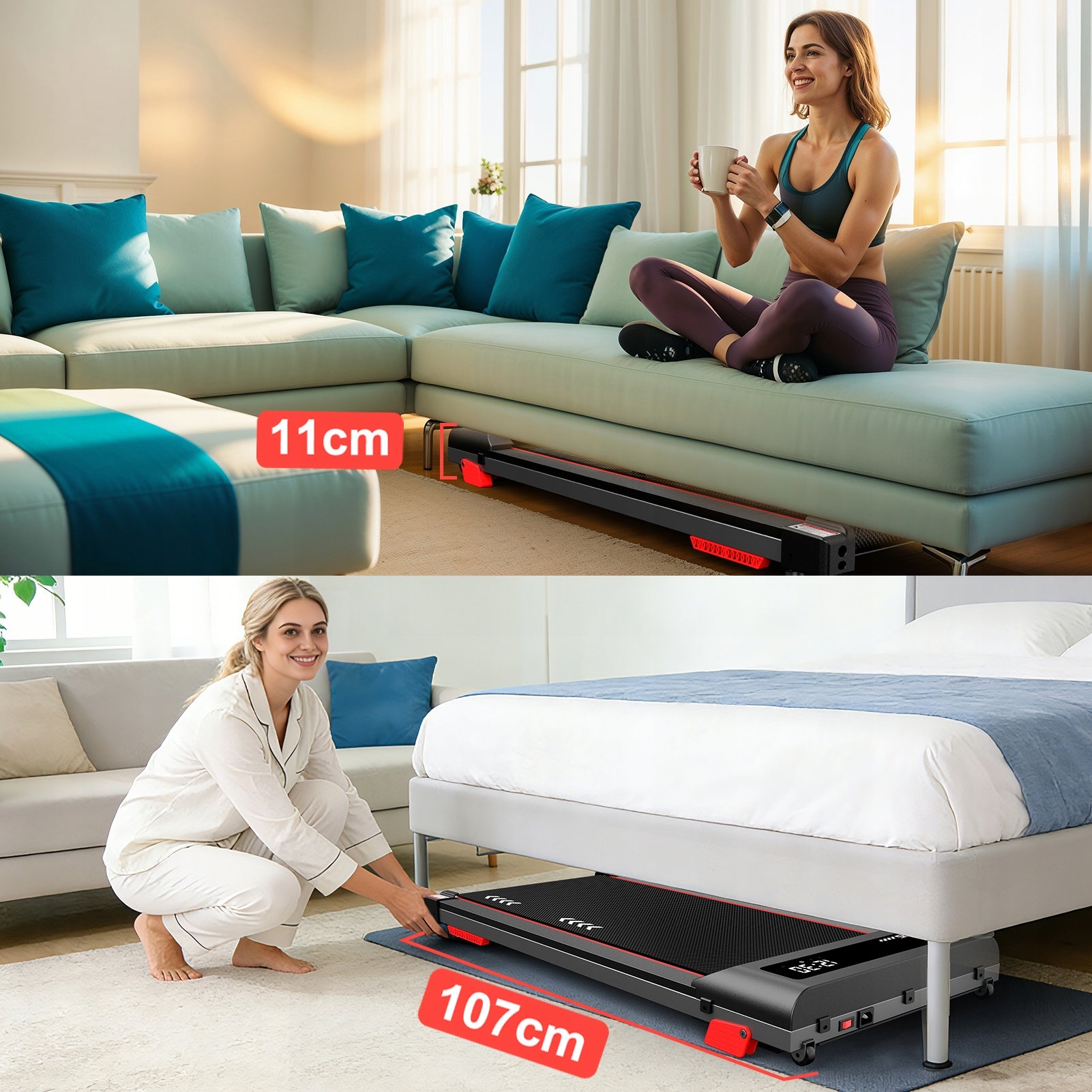Electric desk treadmill Walking Pad 2,25HP, 1-6km/h, 4% slope Maximum user weight 100 kg