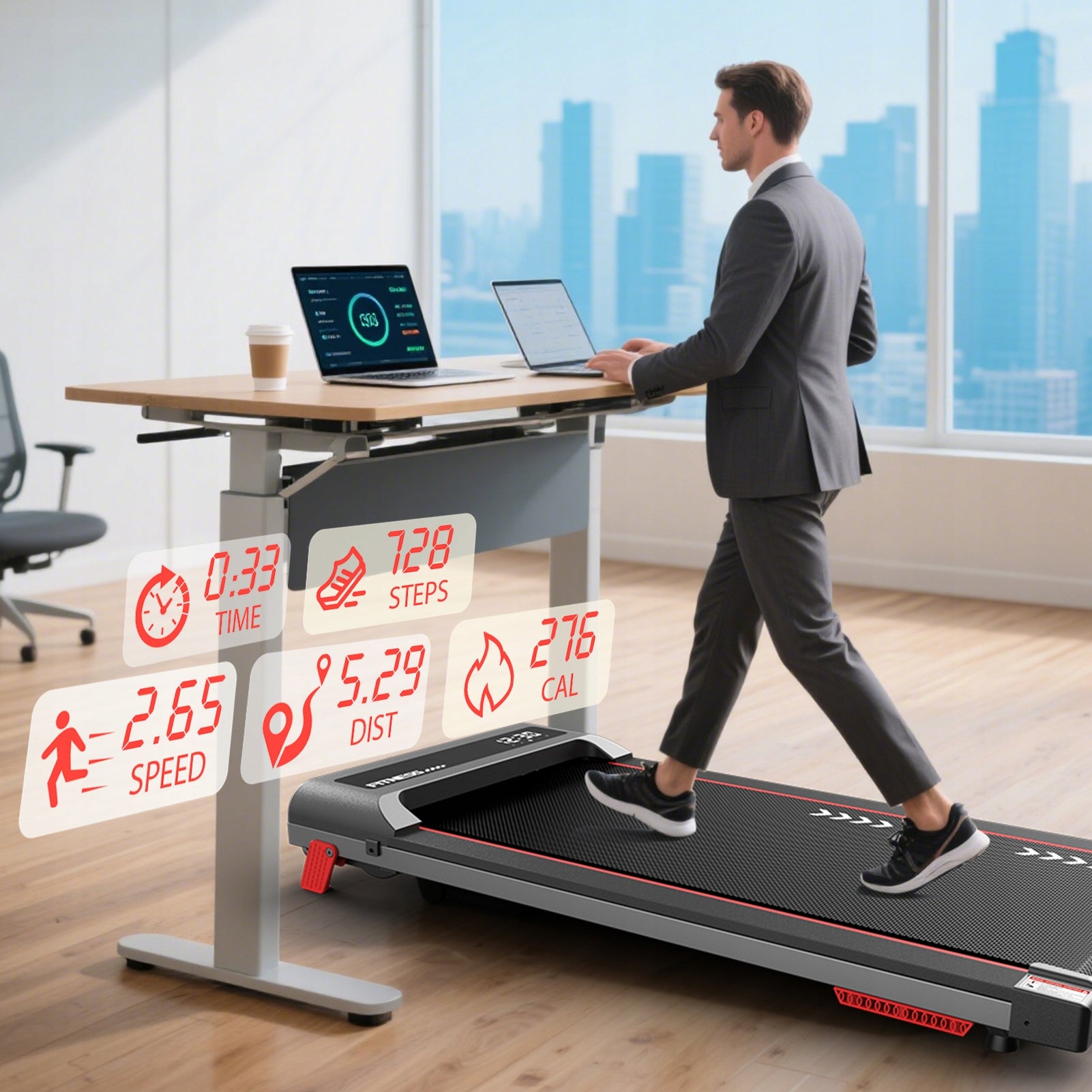 Electric desk treadmill Walking Pad 2,25HP, 1-6km/h, 4% slope Model other