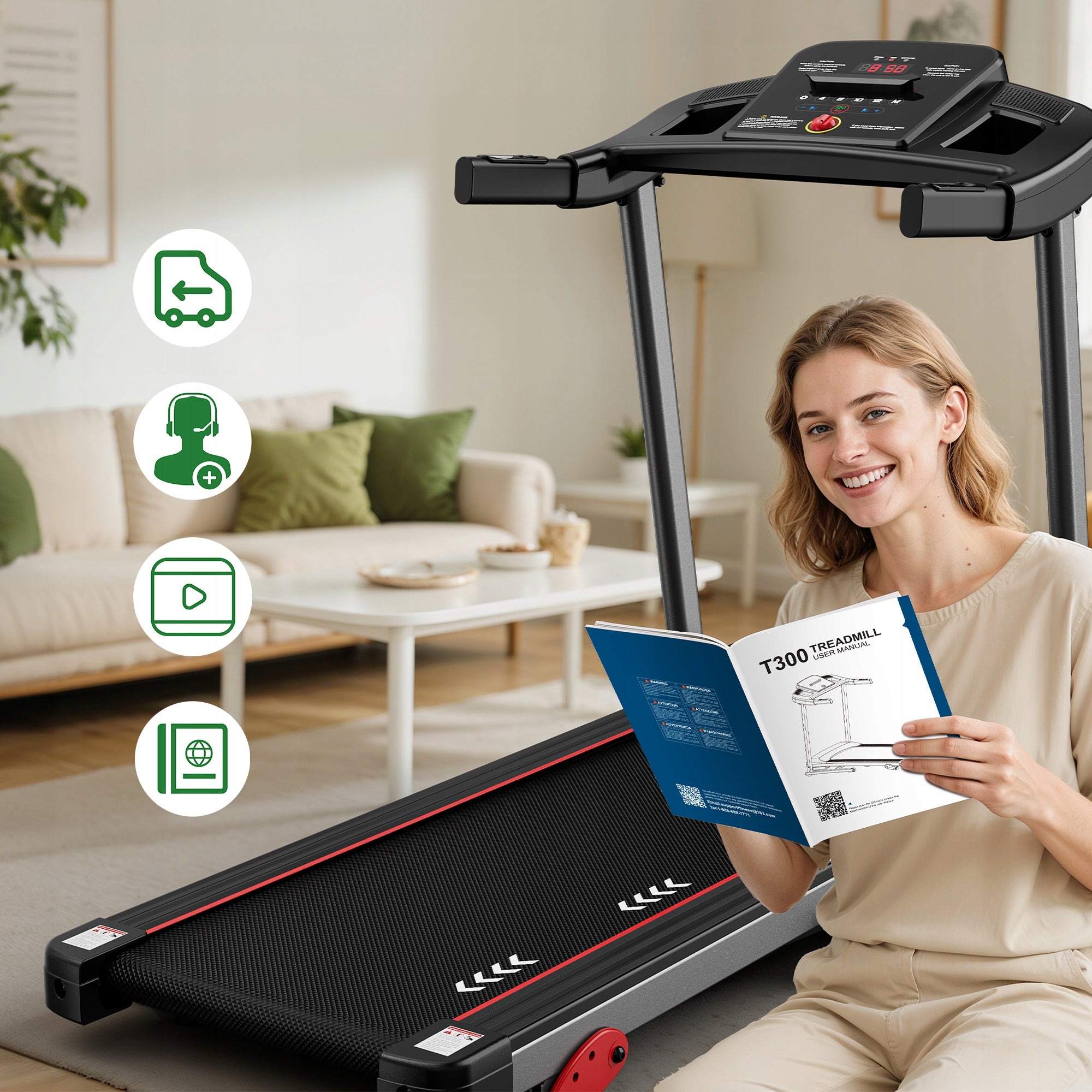 Electric folding treadmill 1-12 km/h, 3 levels of inclination, Bluetooth Measurements training duration distance number of steps speed pulse burned calories