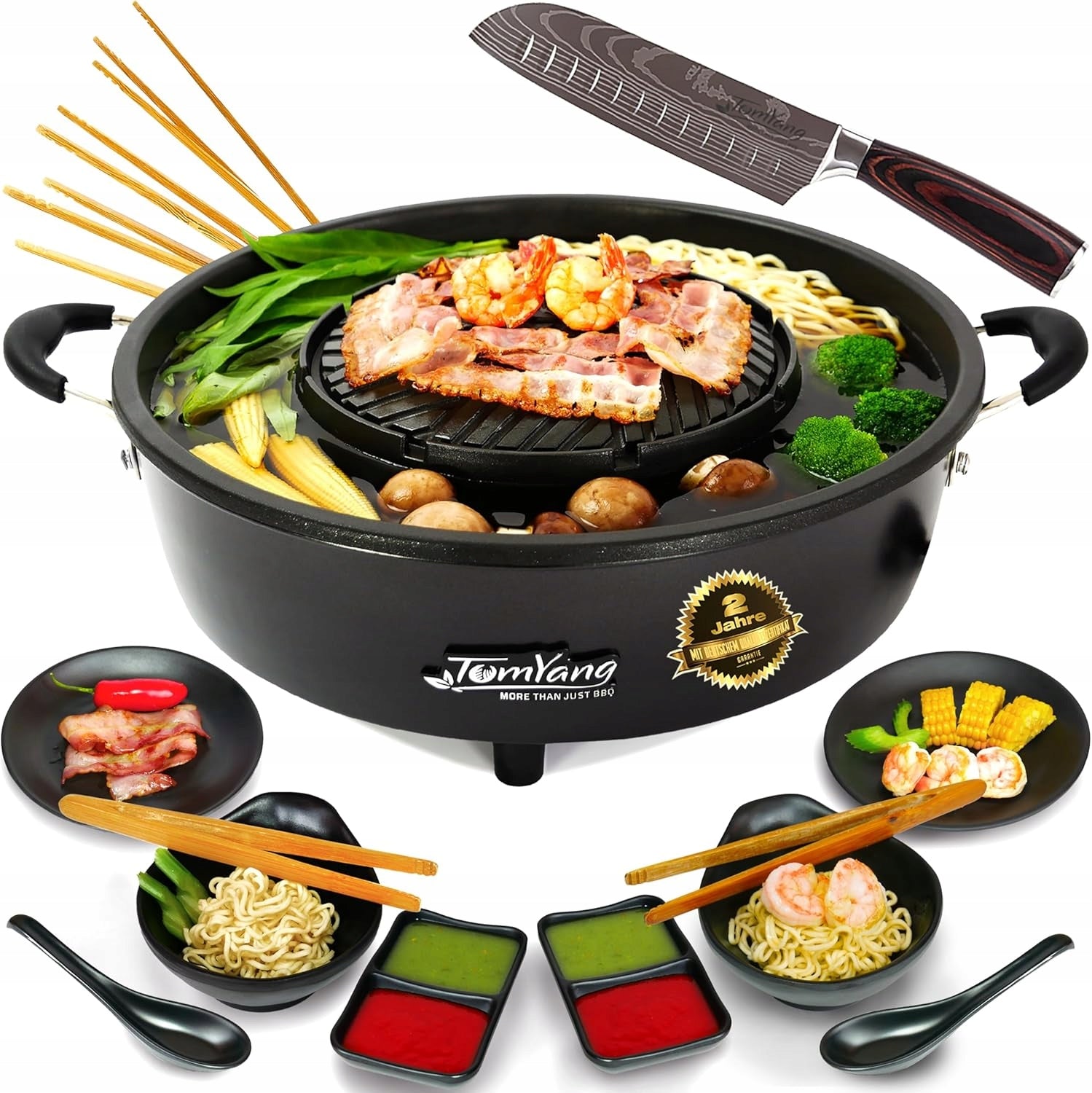 Electric grill TomYang Hot Pot black 1800 W barbecue