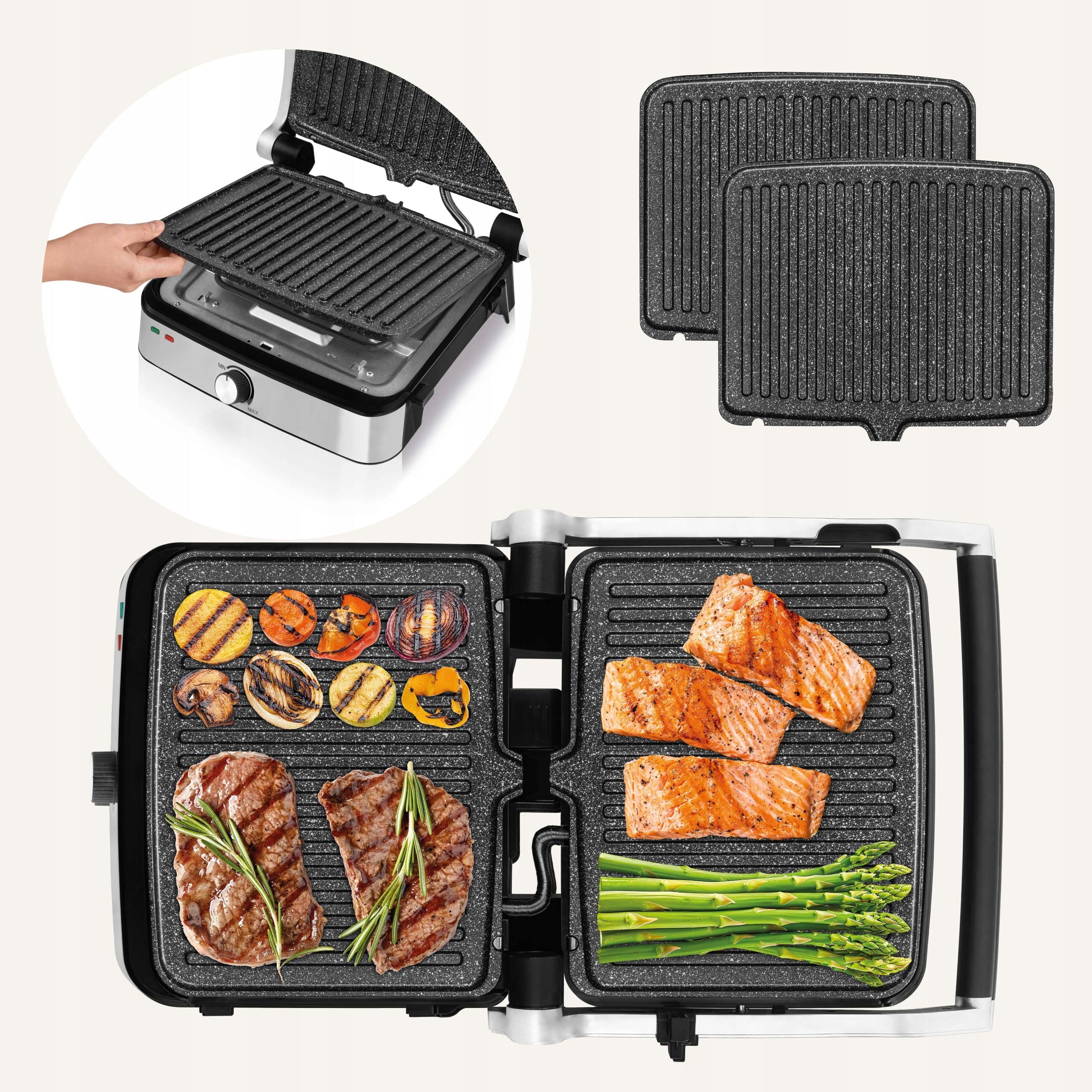 Electric grill Zeegma Chef Easy 2000W temperature control ceramic plates Manufacturer code ZE-GRILL CHEF EASY
