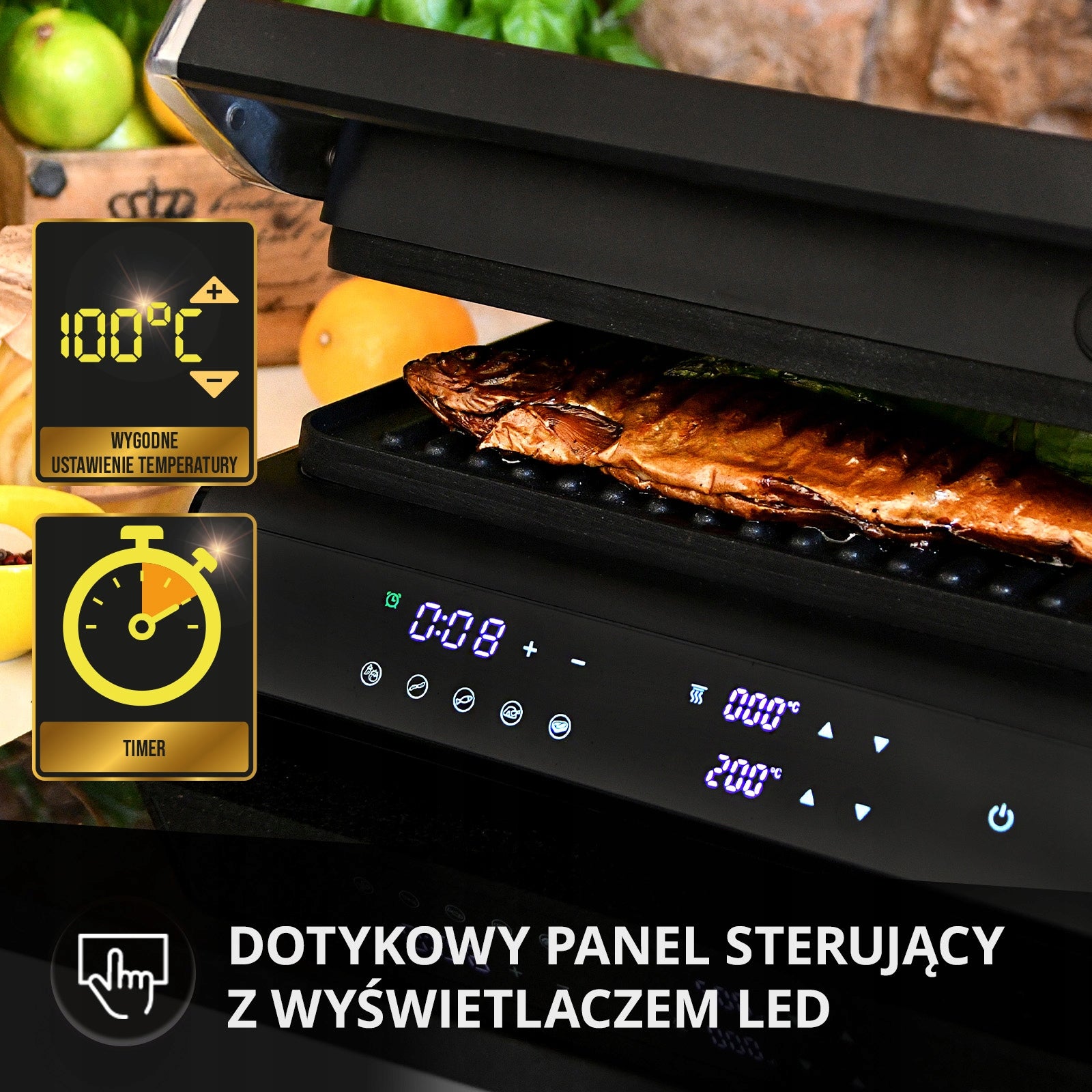 Electric grill contact panini folding MPM PSC-140/B black 2200 W Brand Sam Cook