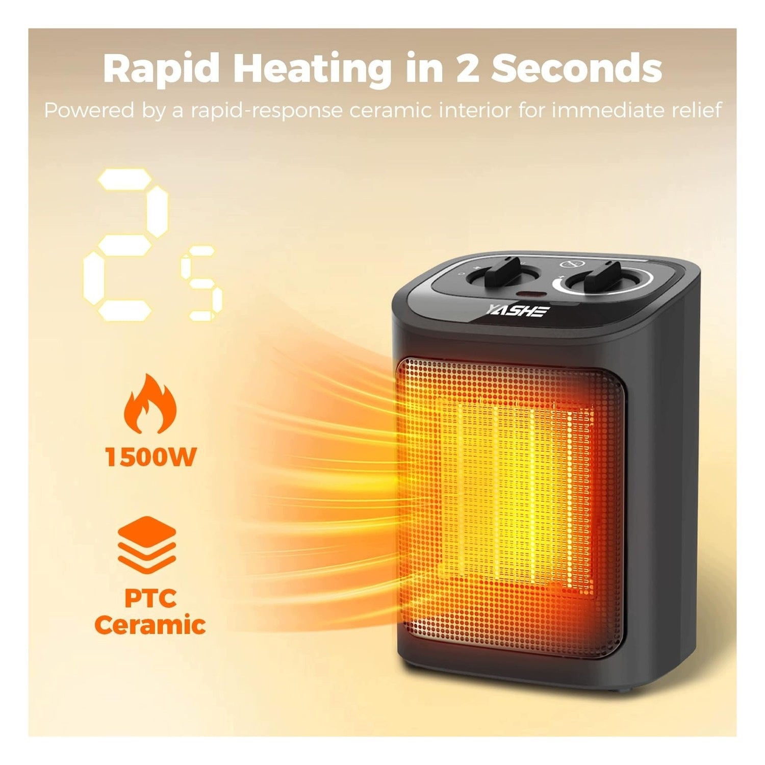 Electric heater 1500W with thermostat - 2 temperature settings Brand no brand