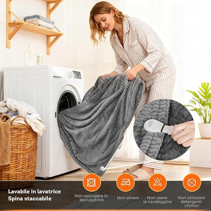 Electric heating blanket, thermal blanket 180 x 130 cm with 9 temp settings. Medical device no