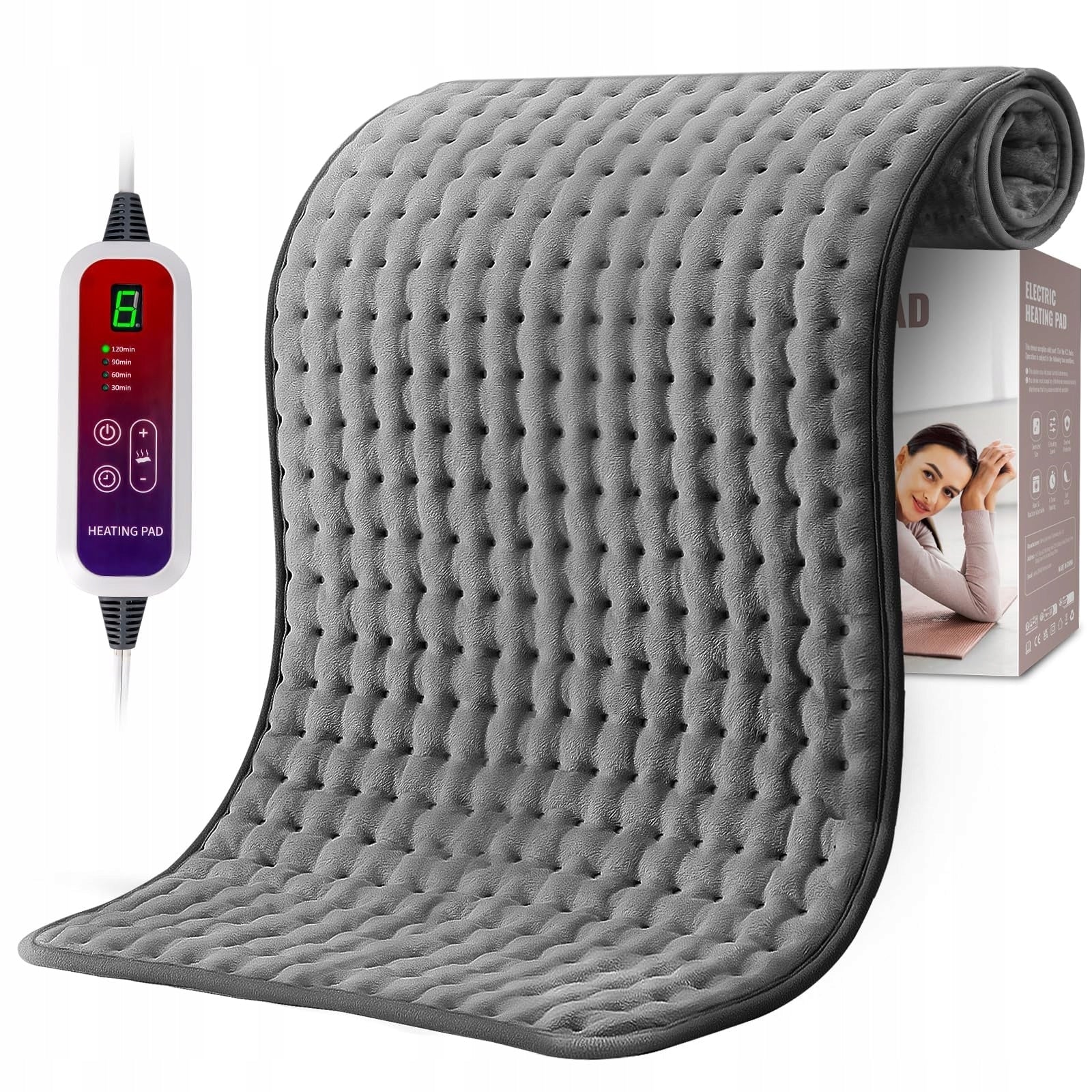 Electric heating pad 100x50cm 6 temperatures 4 timers back