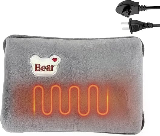 Electric hot water bottle grey hand warmer heating pad