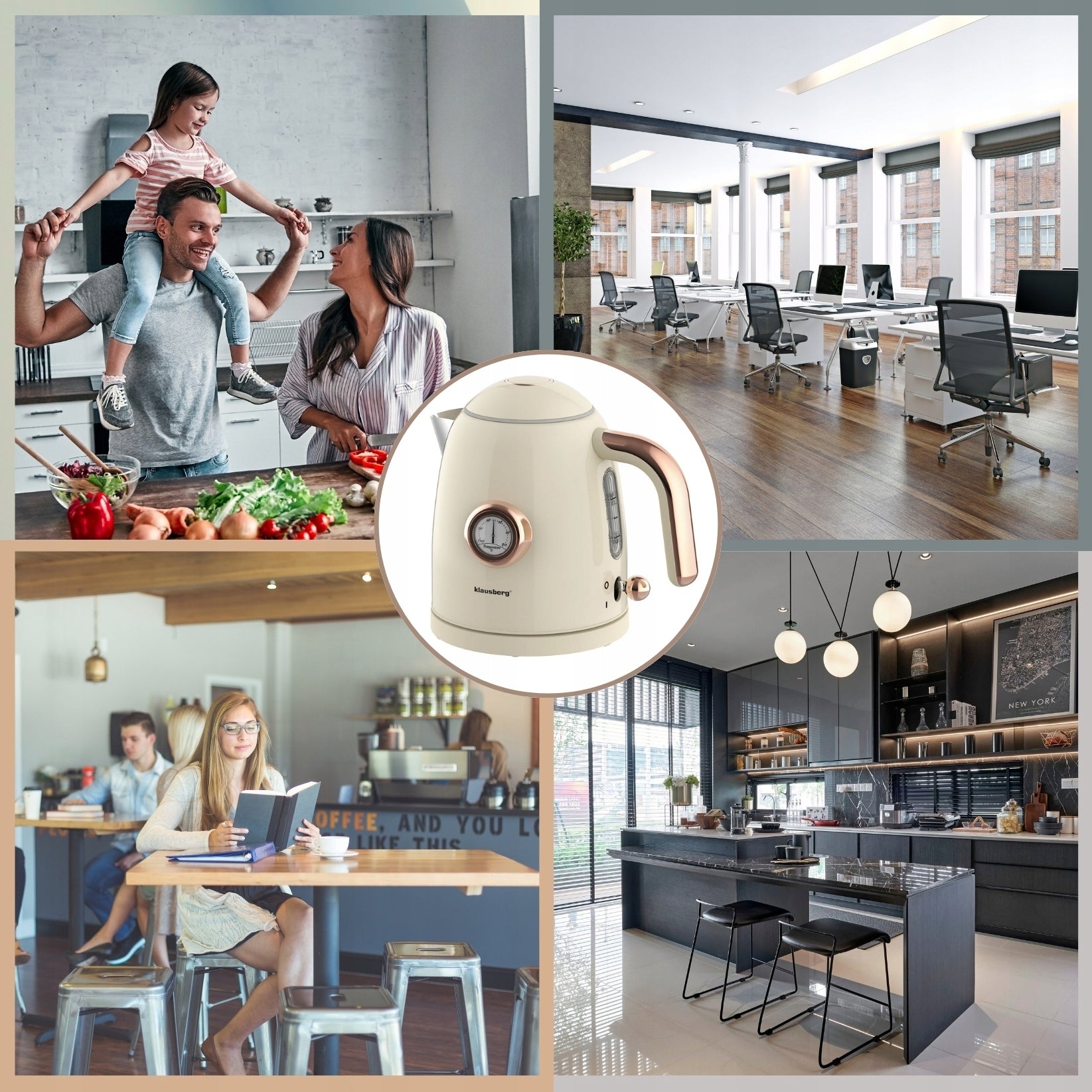 Electric kettle 1.0L Retro thermometer Wireless Klausberg KB-9018 Brand Klausberg