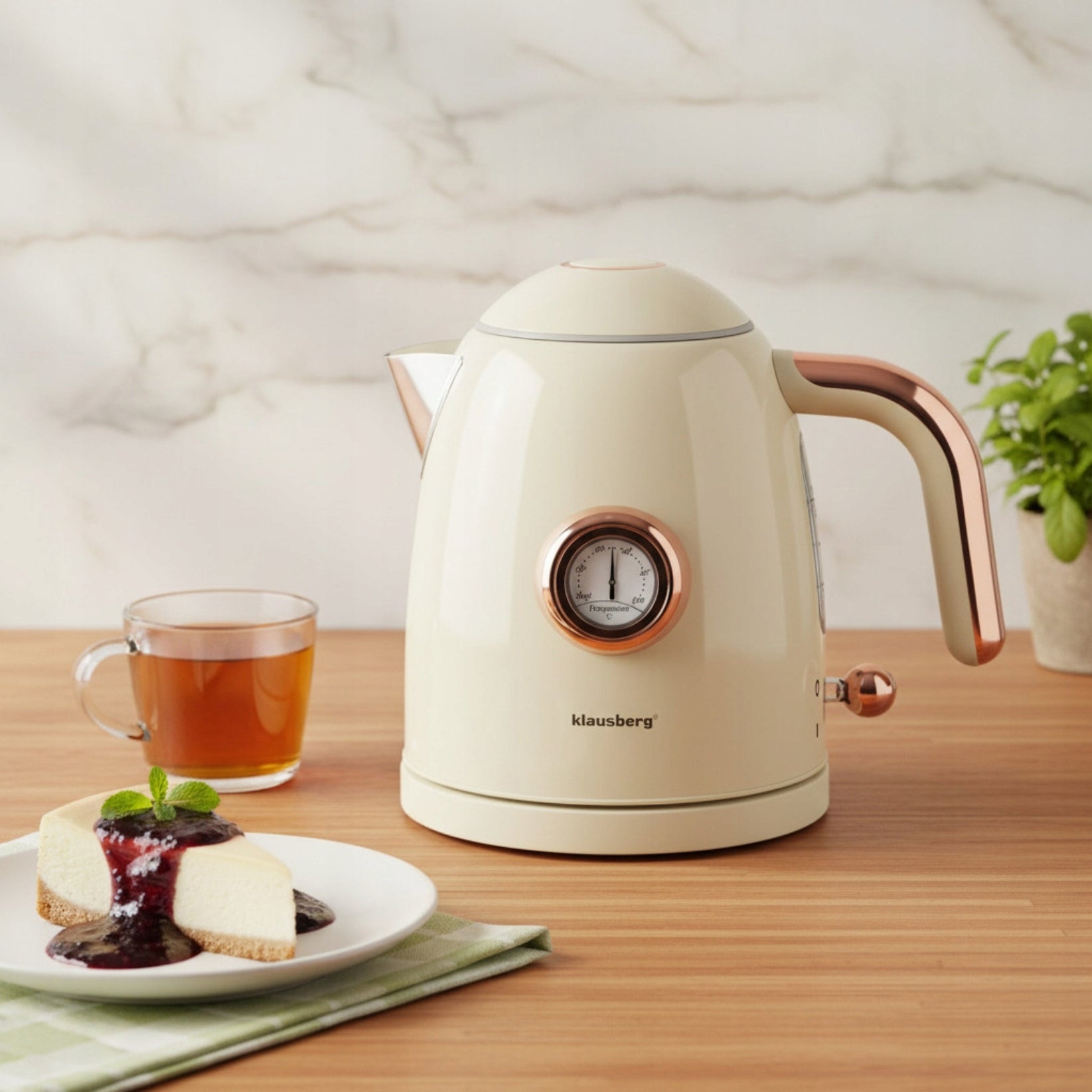 Electric kettle 1.0L Retro thermometer Wireless Klausberg KB-9018 Packaging status original