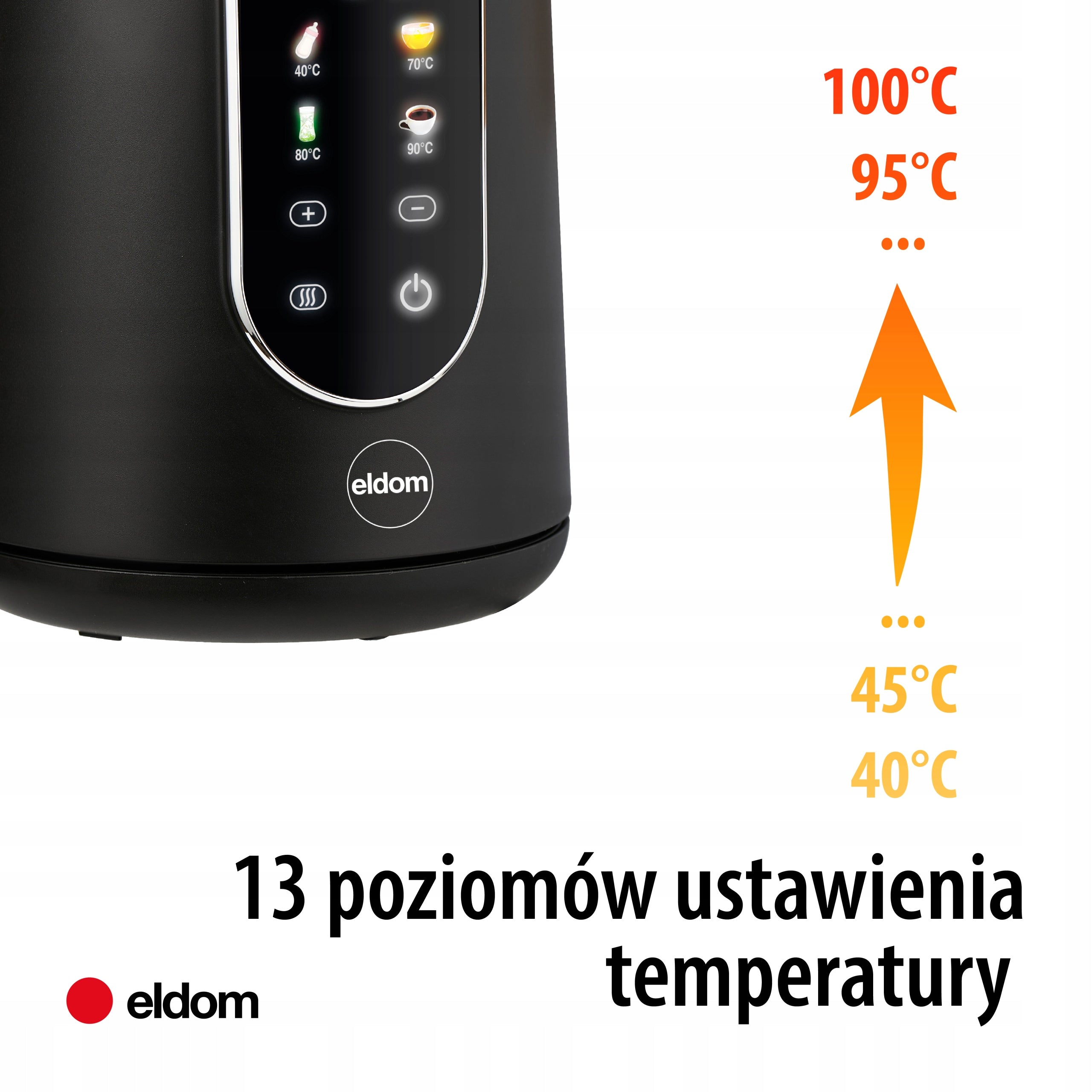 Electric kettle 2200W 1,7 l 5 saved programs black Eldom C550 Power 2200 W