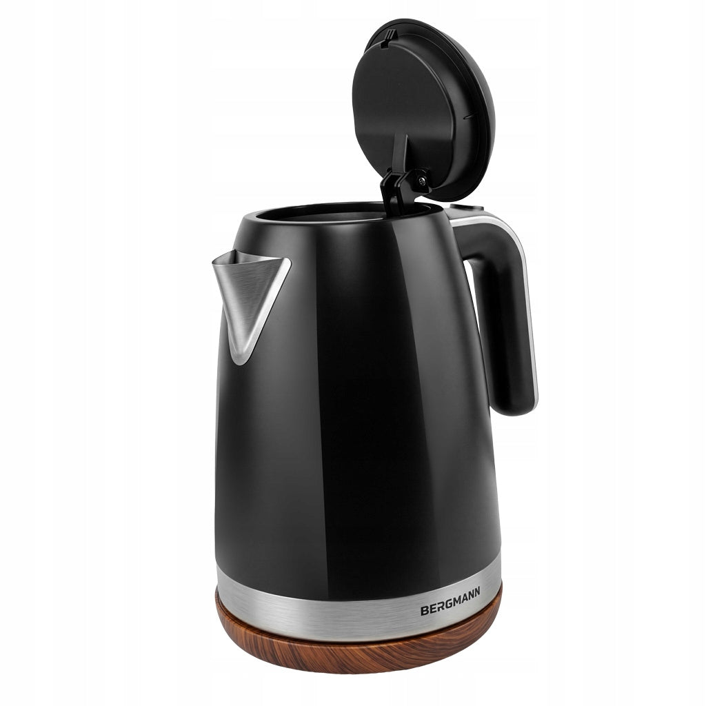 Electric kettle BERGMANN 1,7L 2200W Wood-like Base Black Brand Bergmann