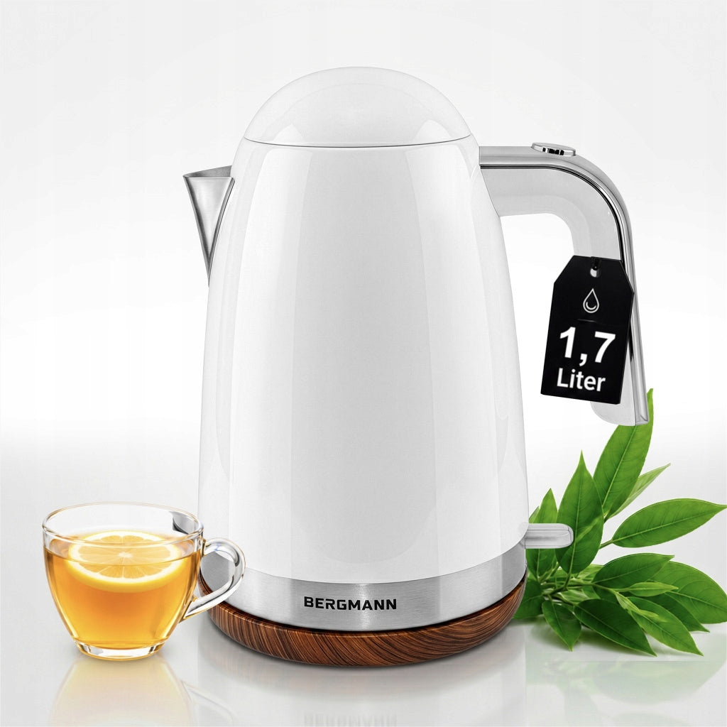 Electric kettle BERGMANN 1,7L 2200W Wood-like Base White