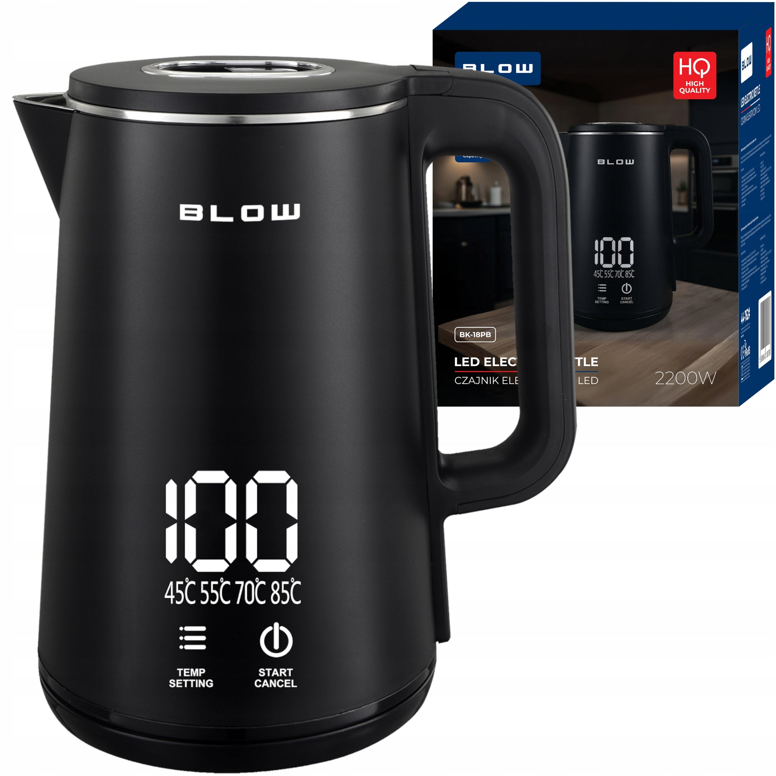 Electric kettle Blow 2200W 1,8l black