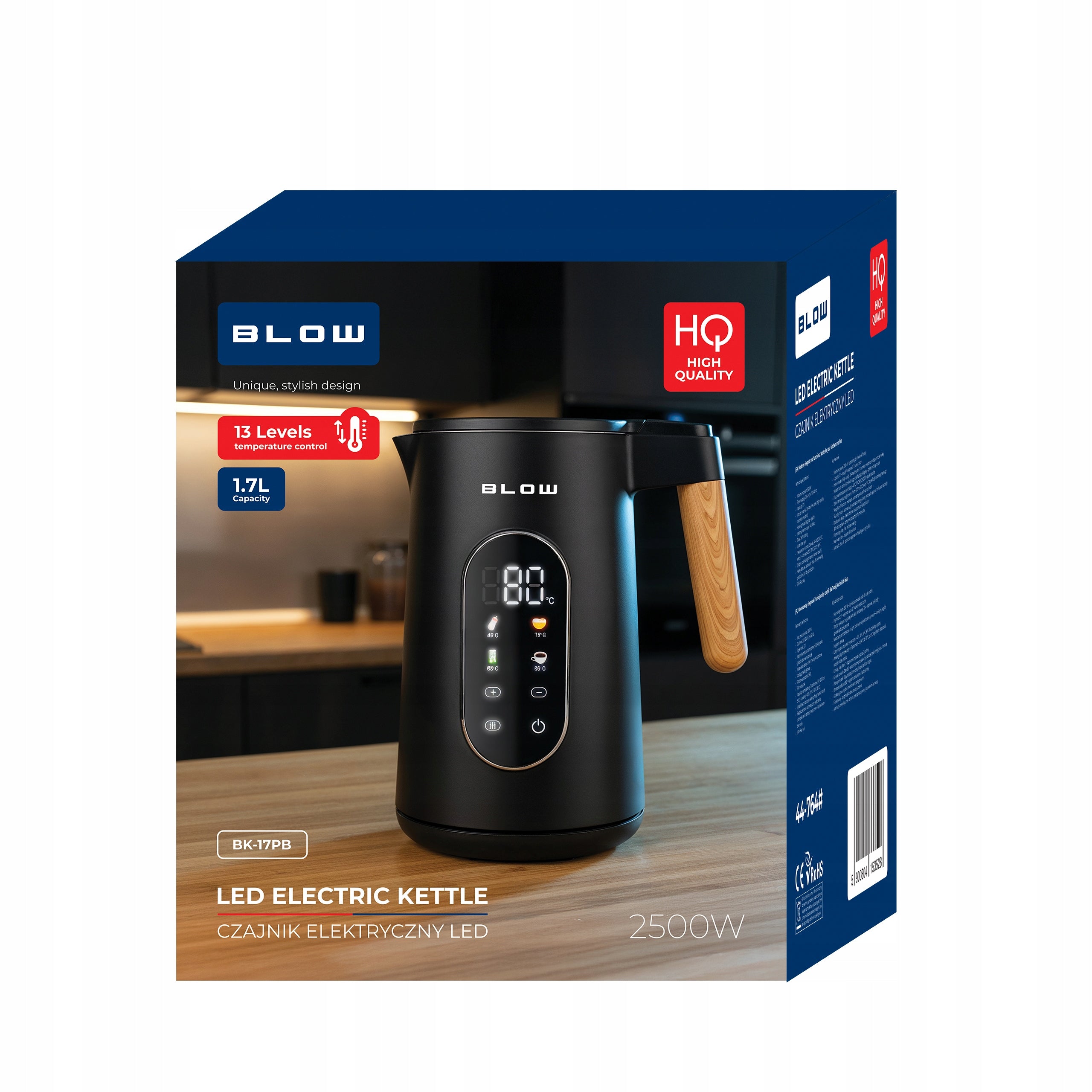 Electric kettle Blow BK-17PB 2500 W 1,7 l black Material metal glass synthetic material