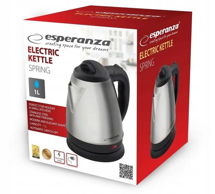 Electric kettle ESPERANZA Spring 1.0 L EKK116X Silver Matte Brand Esperanza