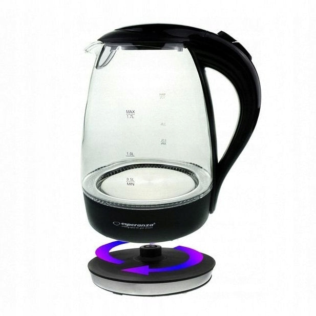 Electric kettle Esperanza EKK011K Salto Angel 2200 W 1,7 l black glass Brand Esperanza