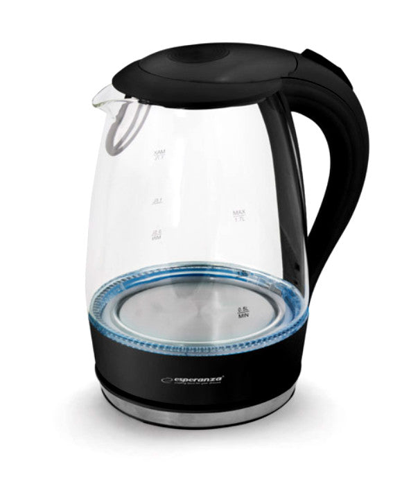 Electric kettle Esperanza EKK011K Salto Angel 2200 W 1,7 l black glass Manufacturer code EKK011K