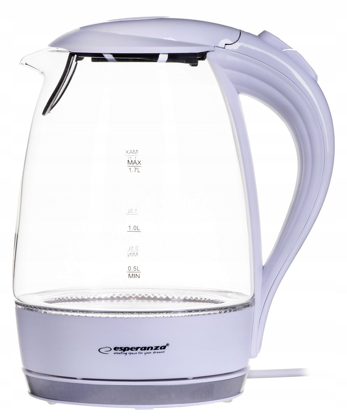 Electric kettle Esperanza EKK011W Salto Angel 2200 W 1,7l white glass Capacity 1.7 l