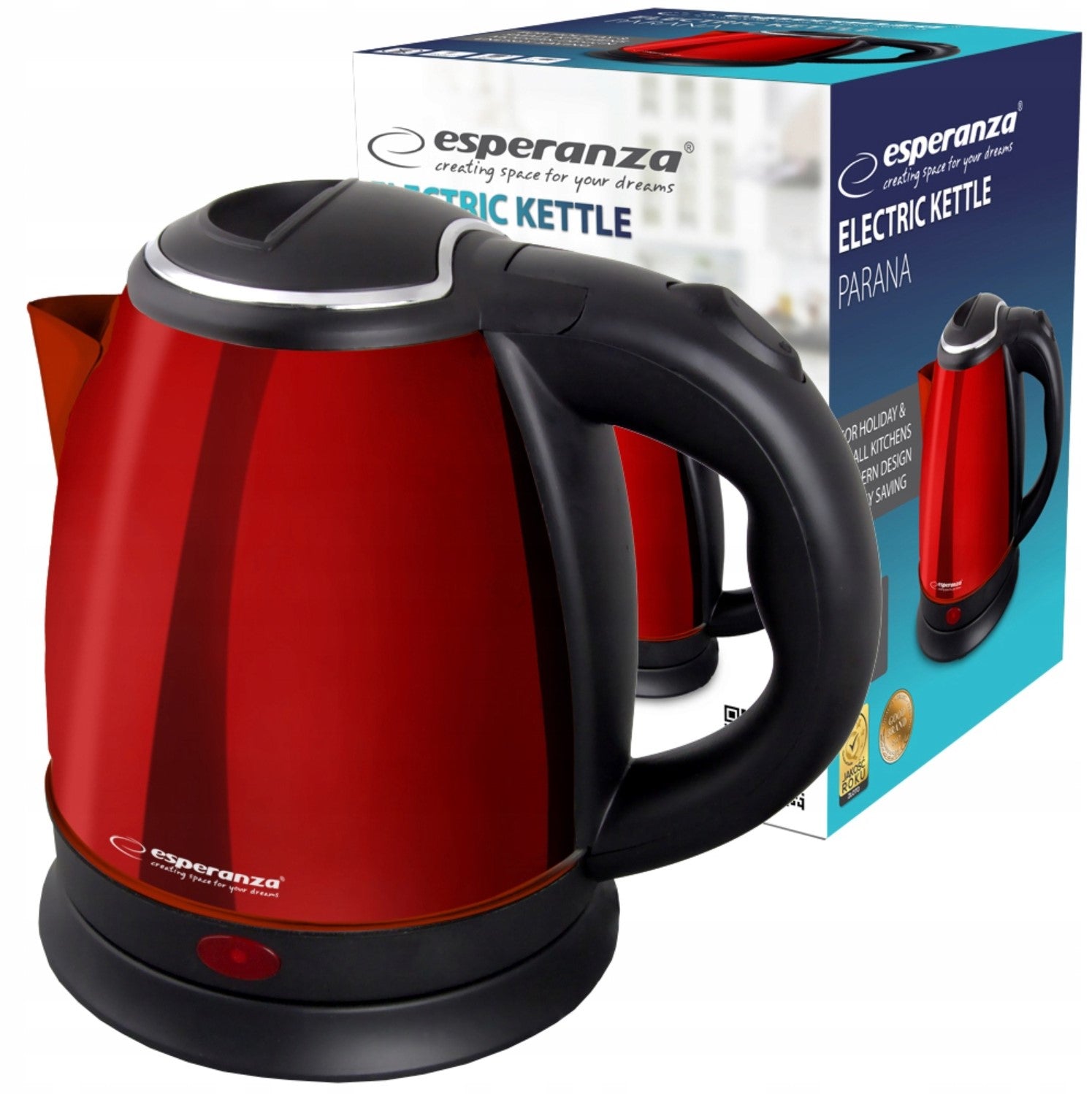 Electric kettle Esperanza PARAN 1500 W 1 l red Brand Esperanza