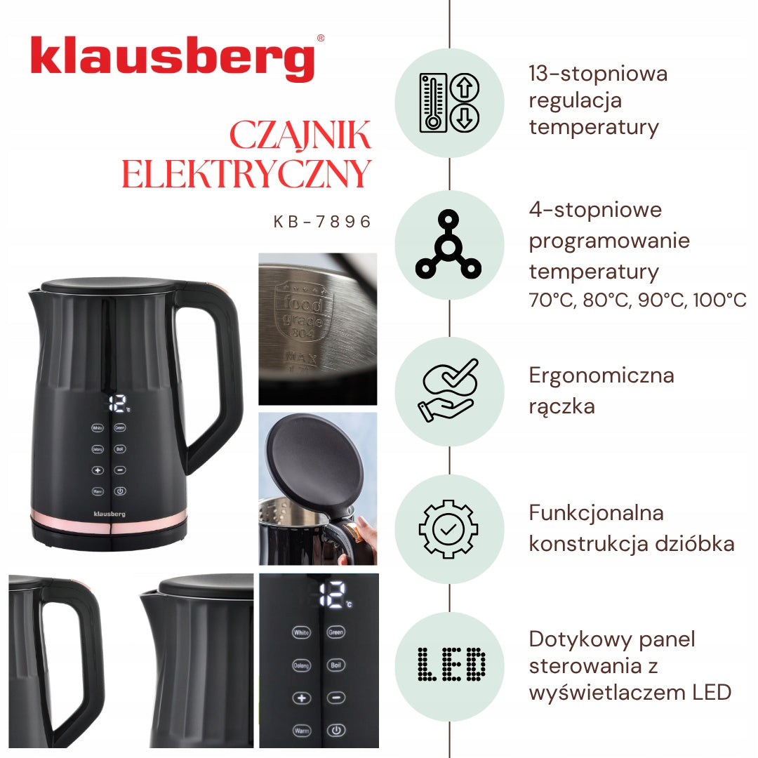 Electric kettle Klausberg KB-7896 2200 W 1,7 l black Brand Klausberg