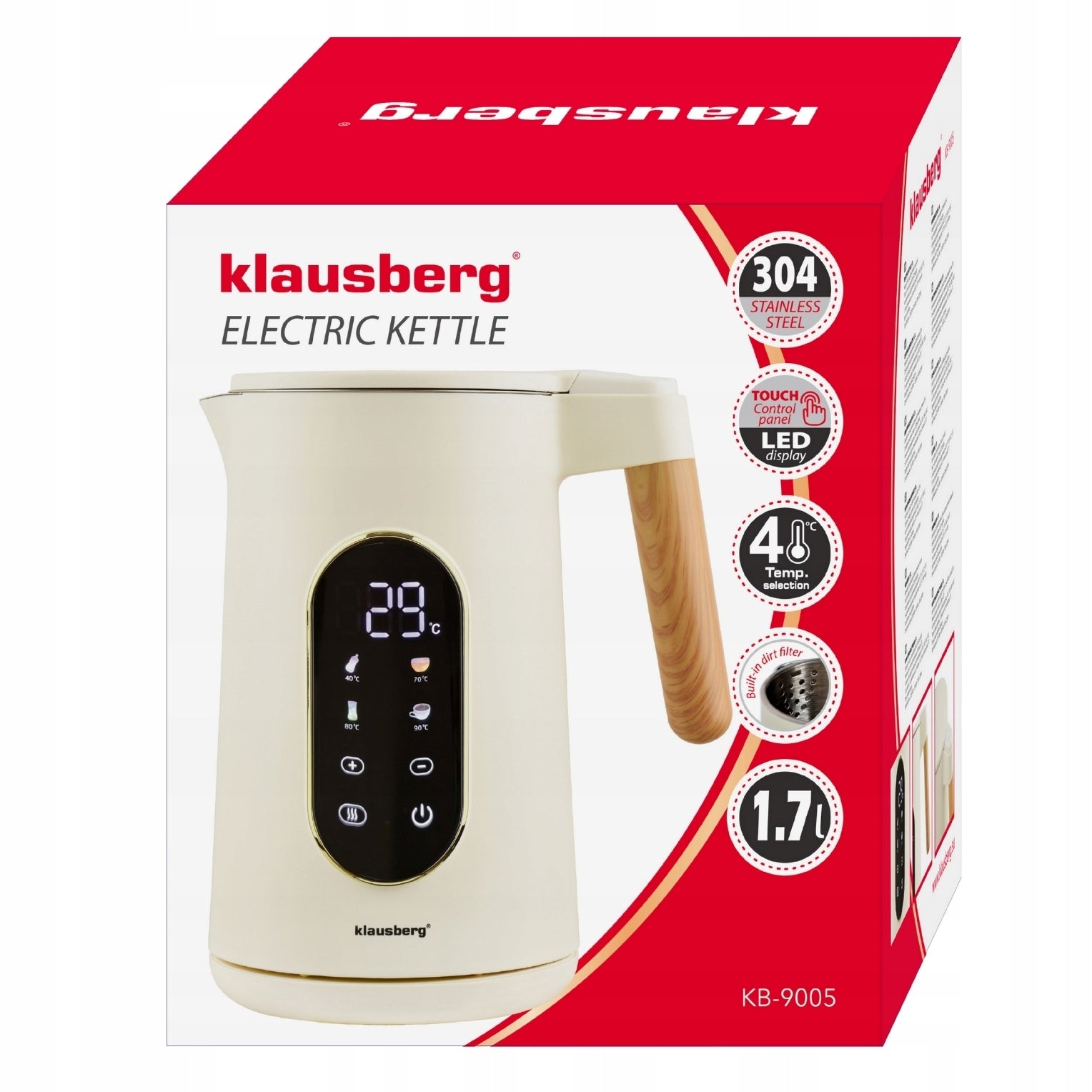Electric kettle Klausberg KB-9005 1,7L LED touch adjustment tem Programs Capacity 1.7 l