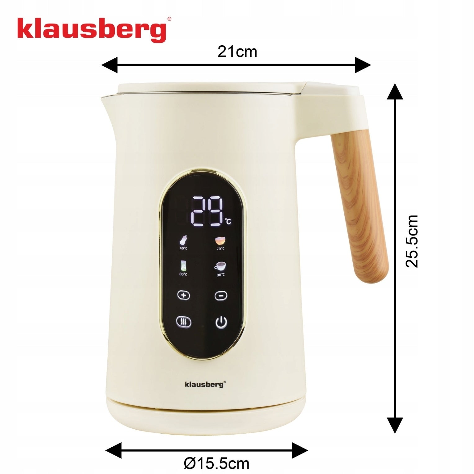 Electric kettle Klausberg KB-9005 1,7L LED touch adjustment tem Programs Model KB-9005