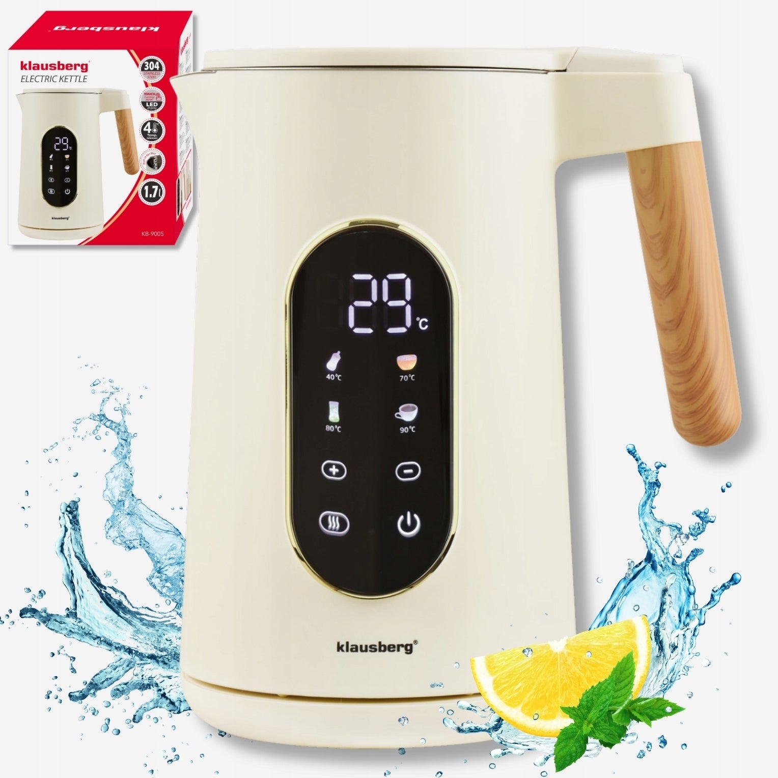Electric kettle Klausberg KB-9005 1,7L LED touch adjustment tem Programs