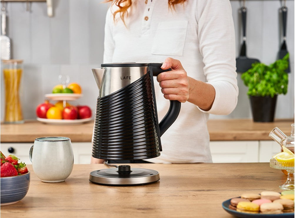 Electric kettle Lafe Black 1800 W 1,8 l black WIRELESS BLACK Model Elegant Black