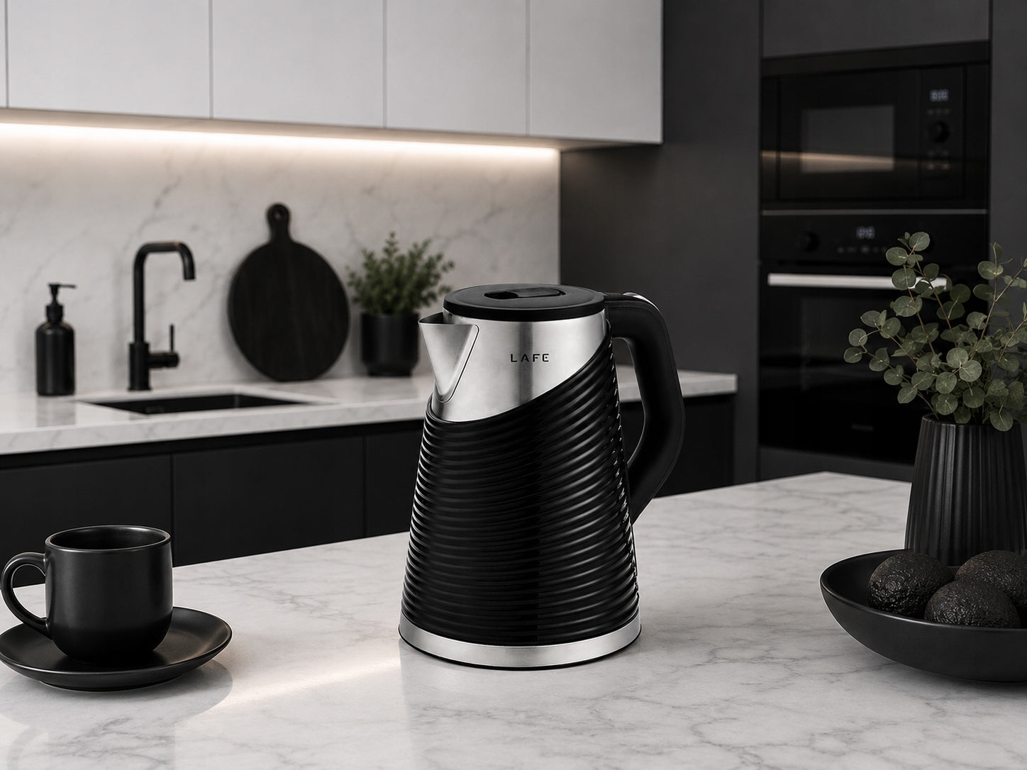 Electric kettle Lafe Black 1800 W 1,8 l black WIRELESS BLACK Packaging status original