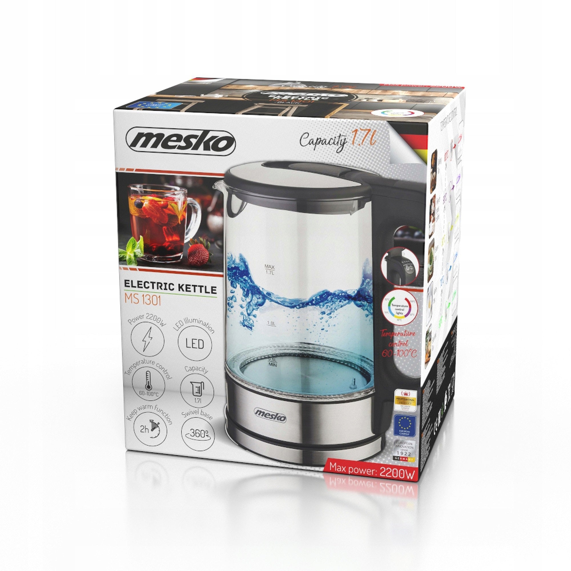 Electric kettle MESKO MS 1301b Capacity 1.7 l
