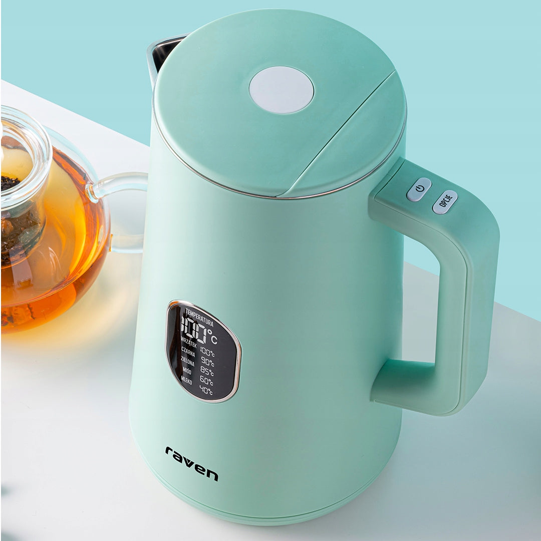 Electric kettle RAVEN EC024M 1800W 1.5L Temperature control Green Manufacturer code EC024M