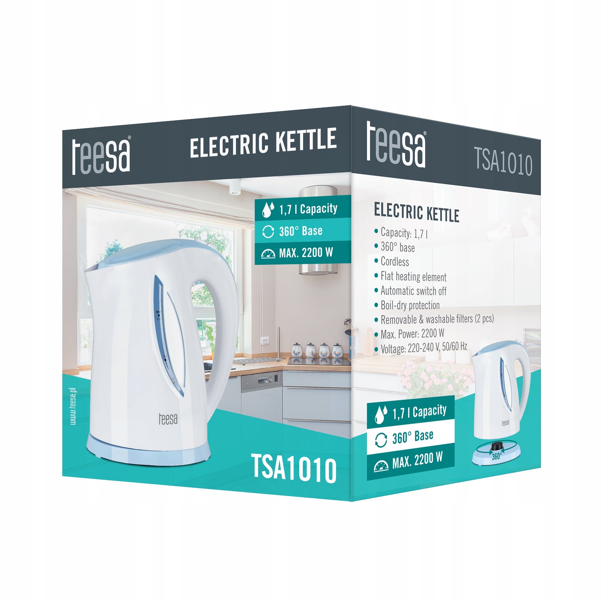 Electric kettle Teesa wireless 1,7L Teesa Model TSA1010