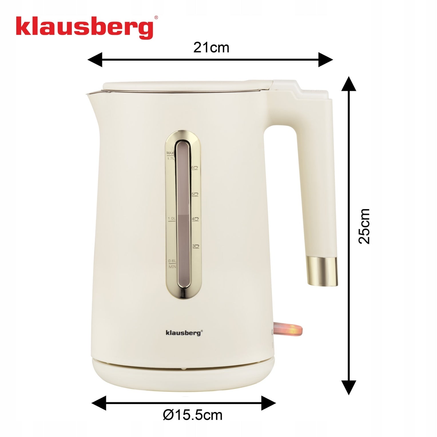 Electric kettle WIRELESS Klausberg KB9004 1800 W 1,7 l beige Product weight 1.5 kg
