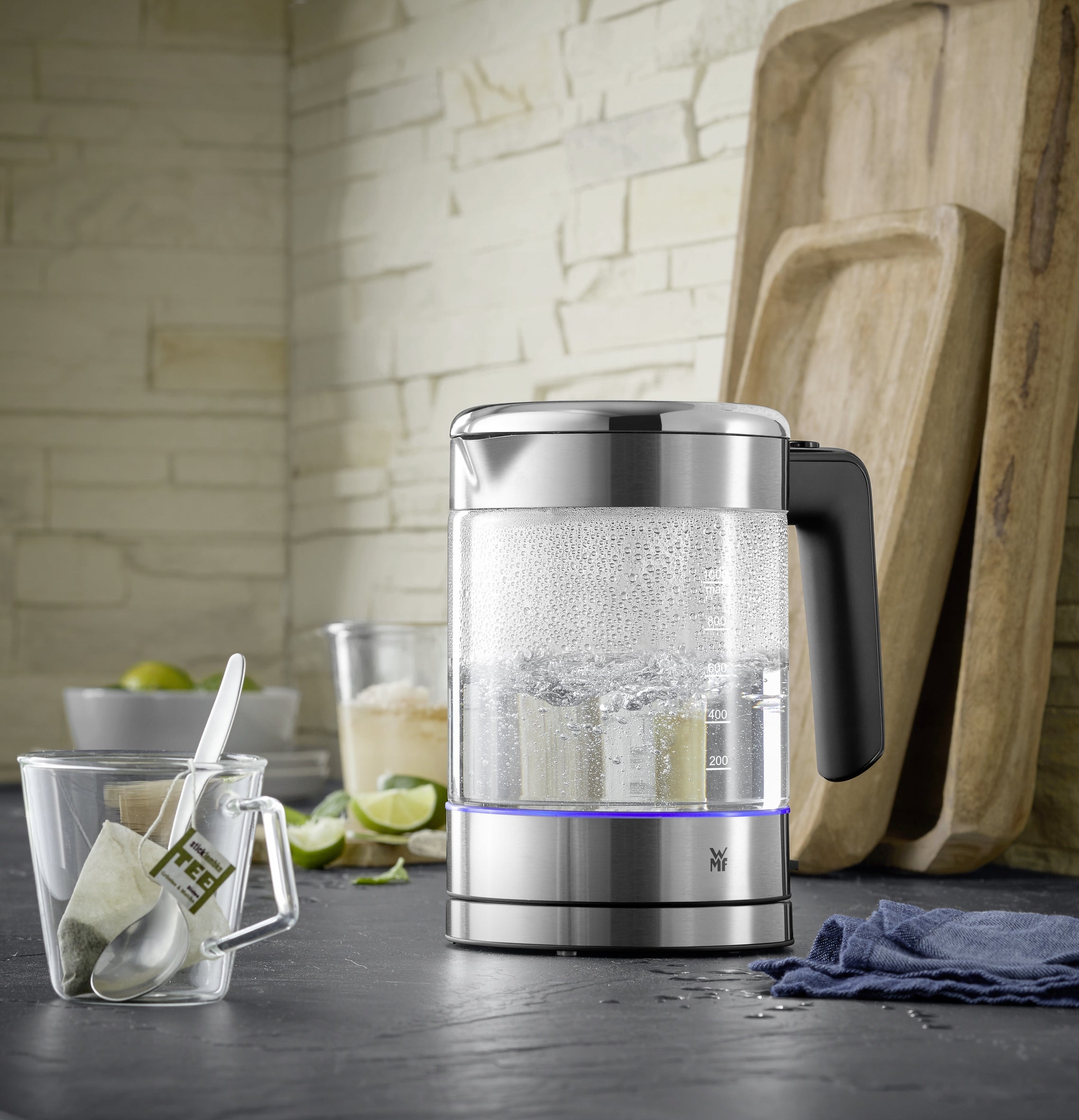 Electric kettle WMF Kitchenminis 1L glass 1900W wireless LED Model 0413190011