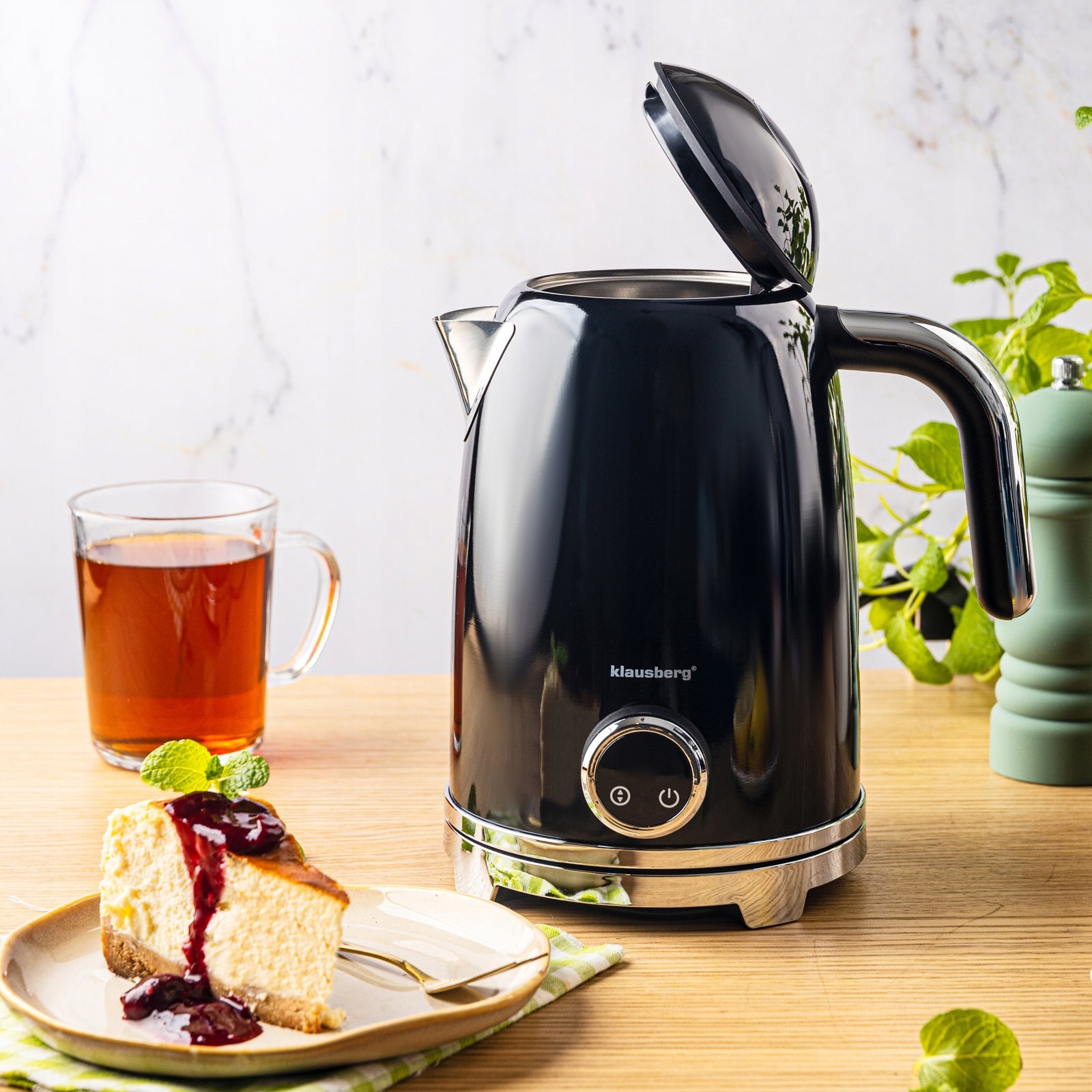 Electric kettle Wireless KLAUSBERG Thermometer 1,7L LED steel 304 Packaging status original