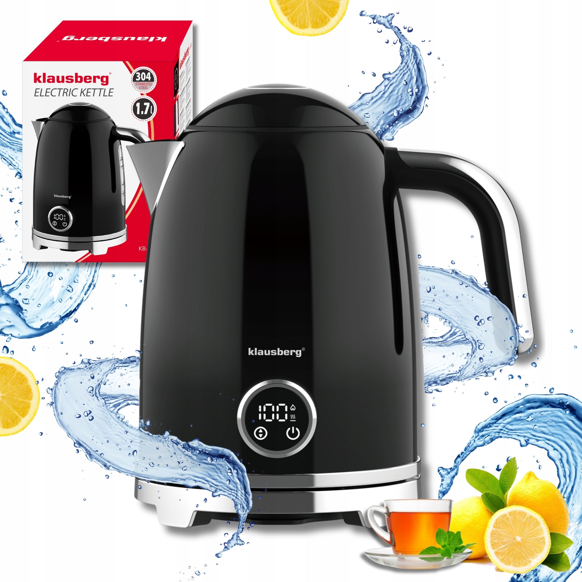 Electric kettle Wireless KLAUSBERG Thermometer 1,7L LED steel 304