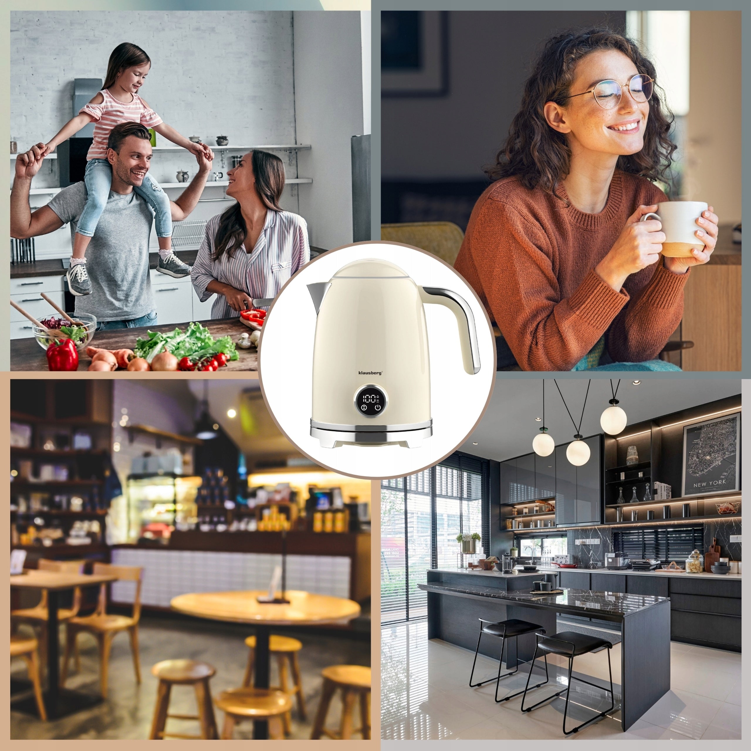 Electric kettle Wireless Thermometer 1,7L LED steel 304 KLAUSBERG Brand Klausberg