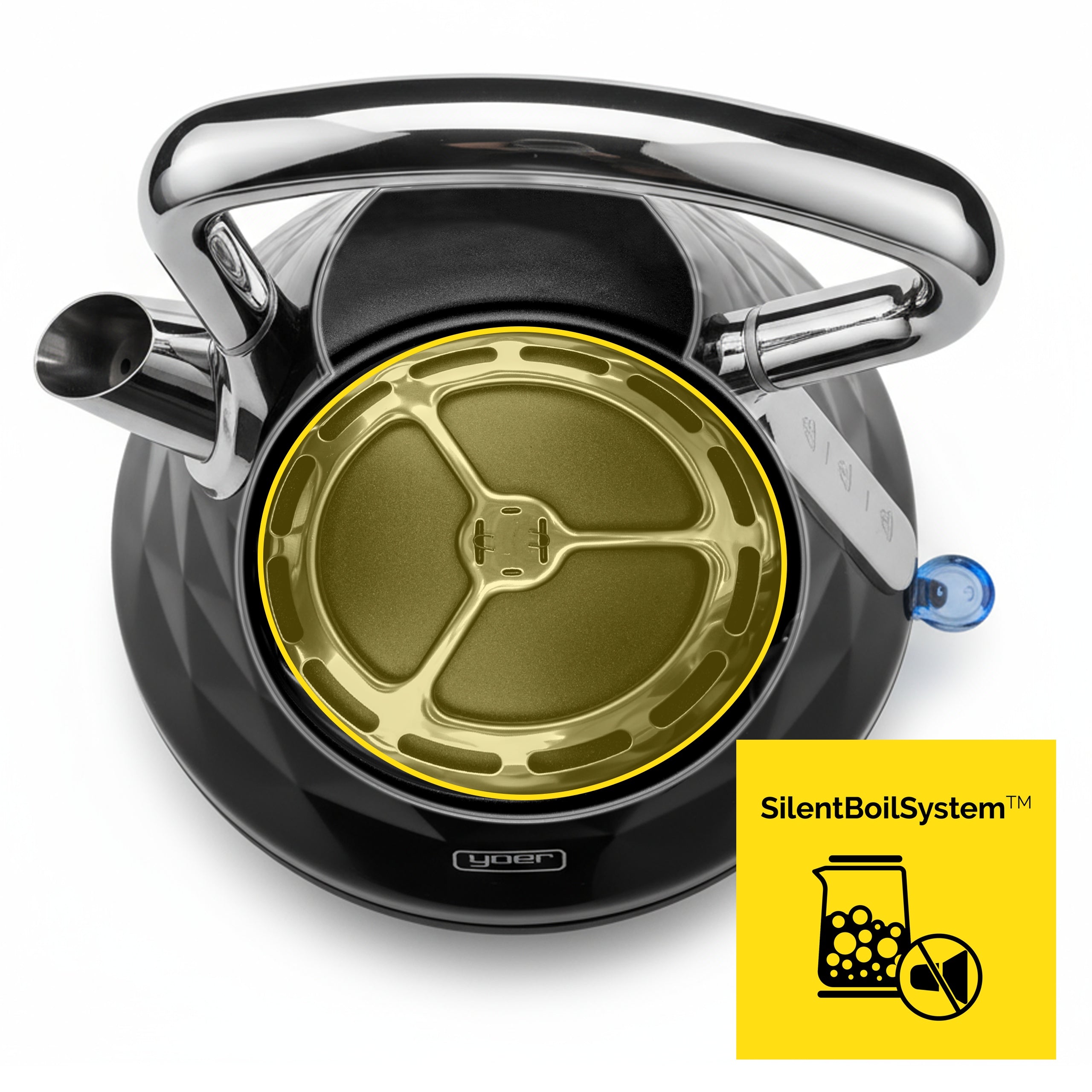 Electric kettle Wireless Yoer 1,7L 3000W black/chrome +DIAMENT Capacity 1.7 l