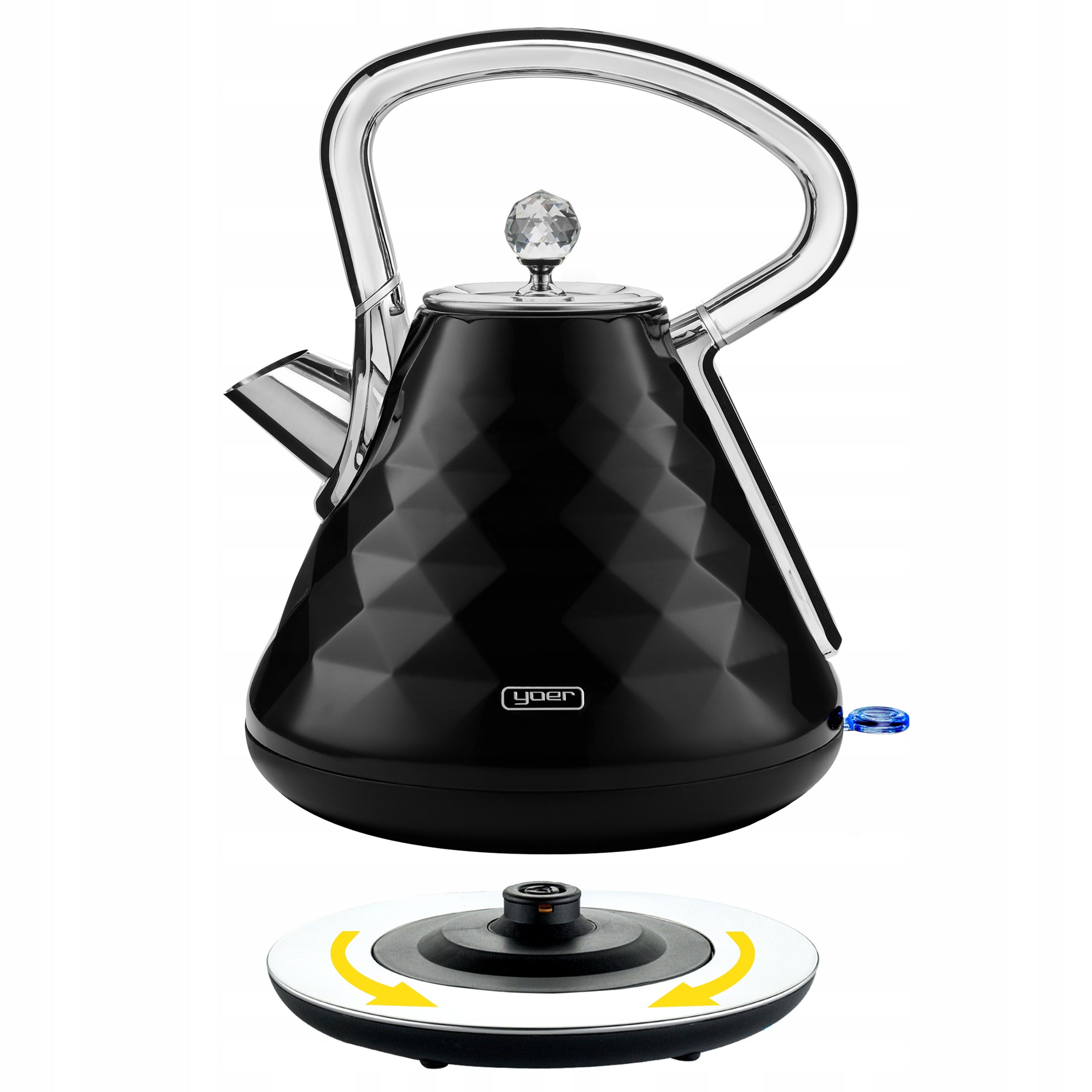 Electric kettle Wireless Yoer 1,7L 3000W black/chrome +DIAMENT Material metal synthetic material
