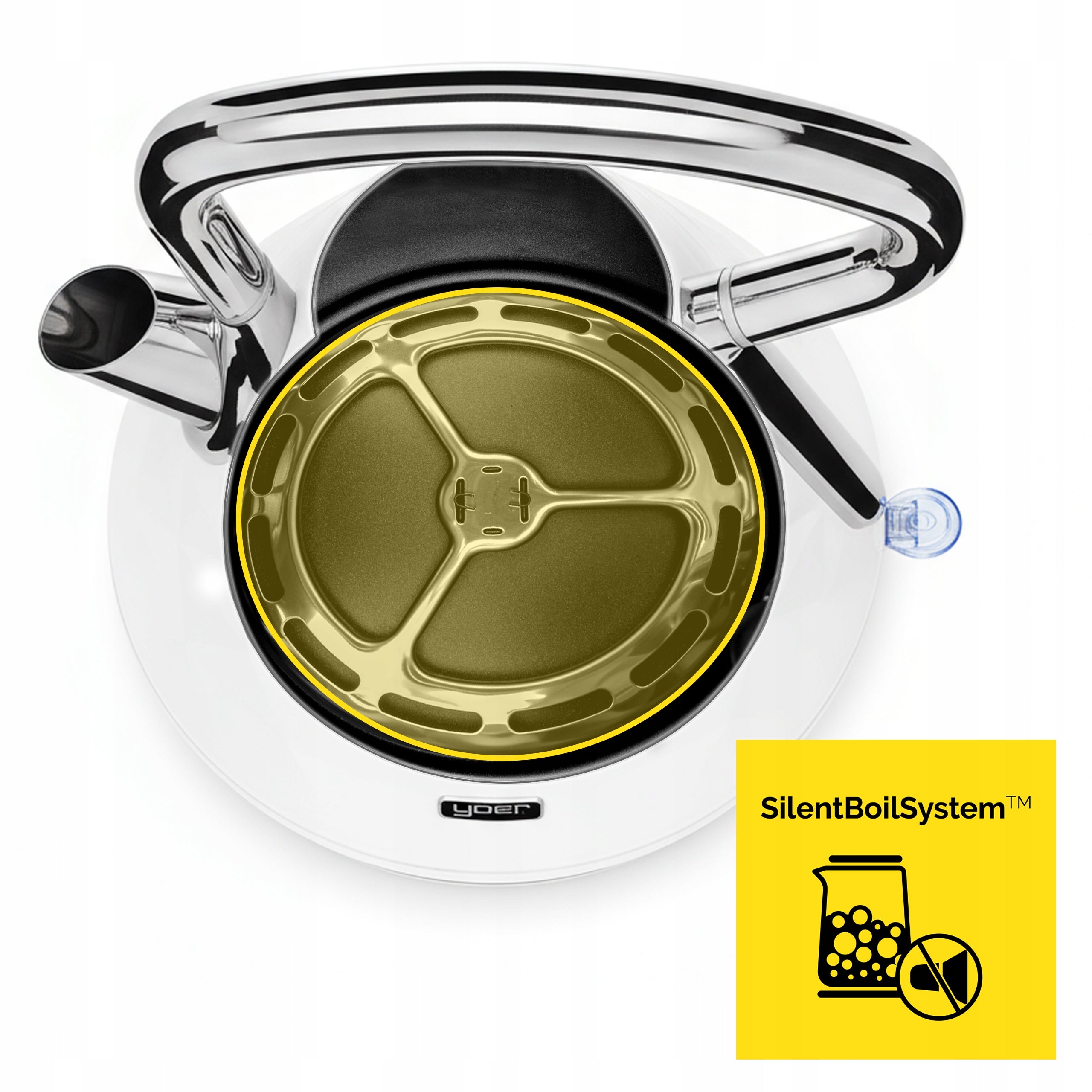 Electric kettle Wireless Yoer 1,7L 3000W white/chrome +DIAMENT Model Diamond