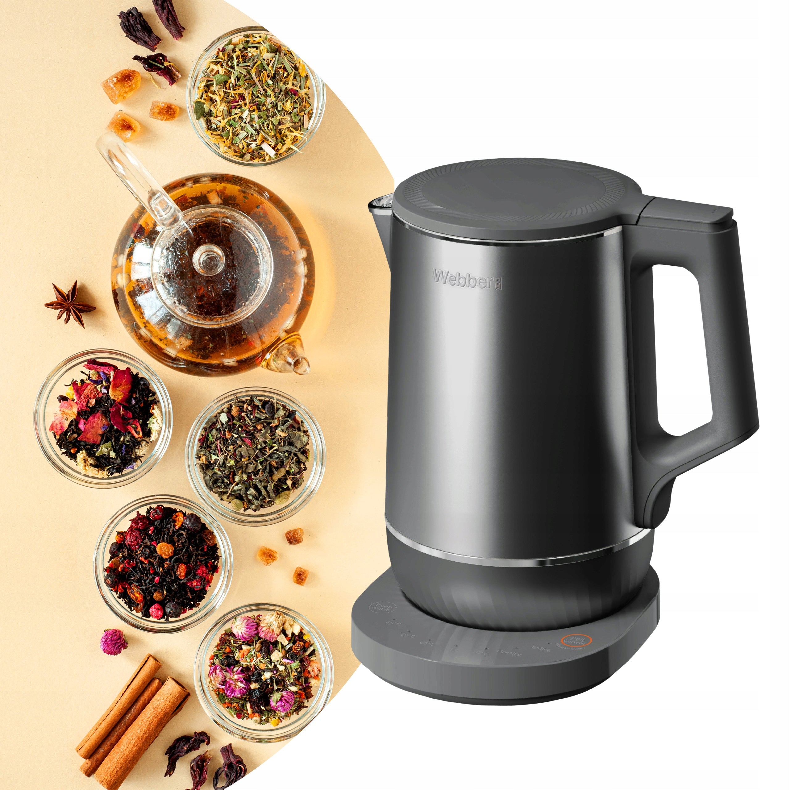 Electric kettle wireless TEMPERATURE CONTROL Webber 1.7L 1800W Capacity 1.7 l