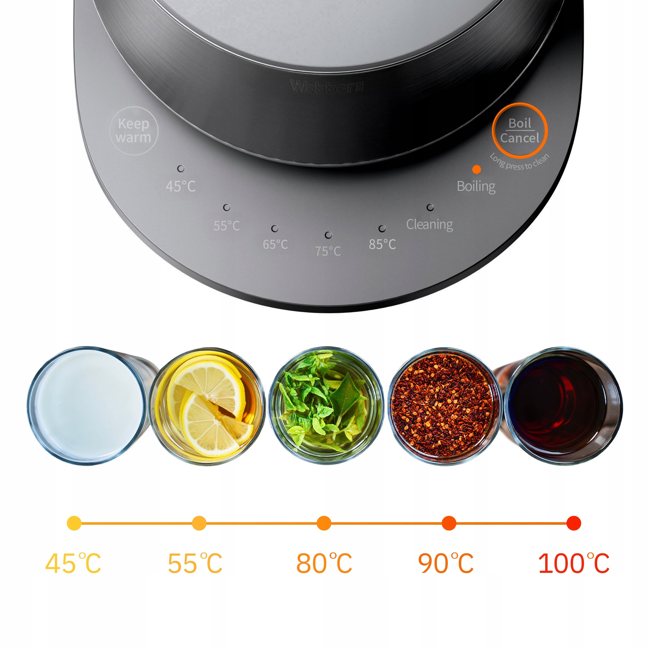 Electric kettle wireless TEMPERATURE CONTROL Webber 1.7L 1800W Model WK-717N