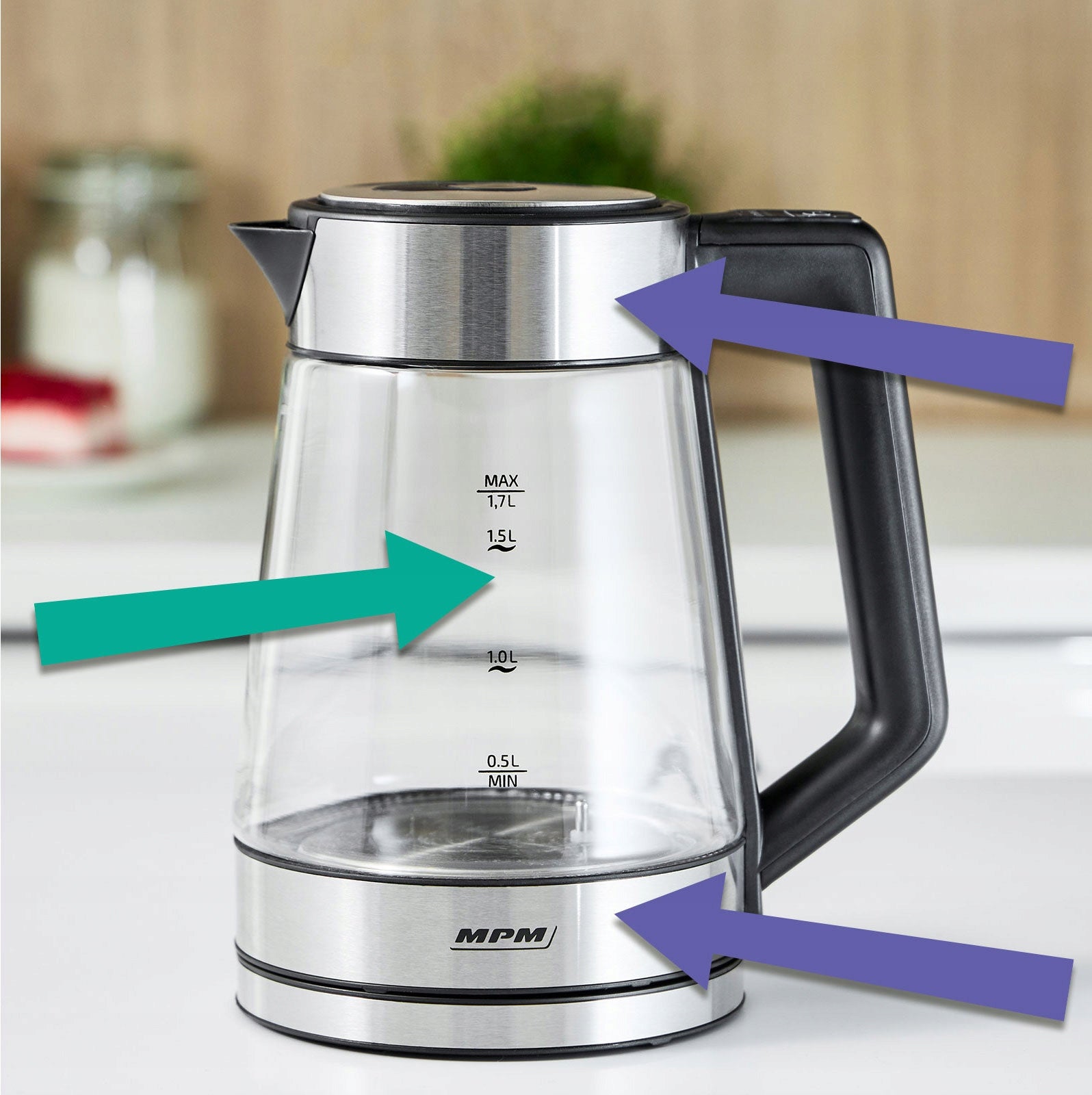 Electric kettle wireless temperature control glass MPM MCZ-116 Capacity 1.7 l