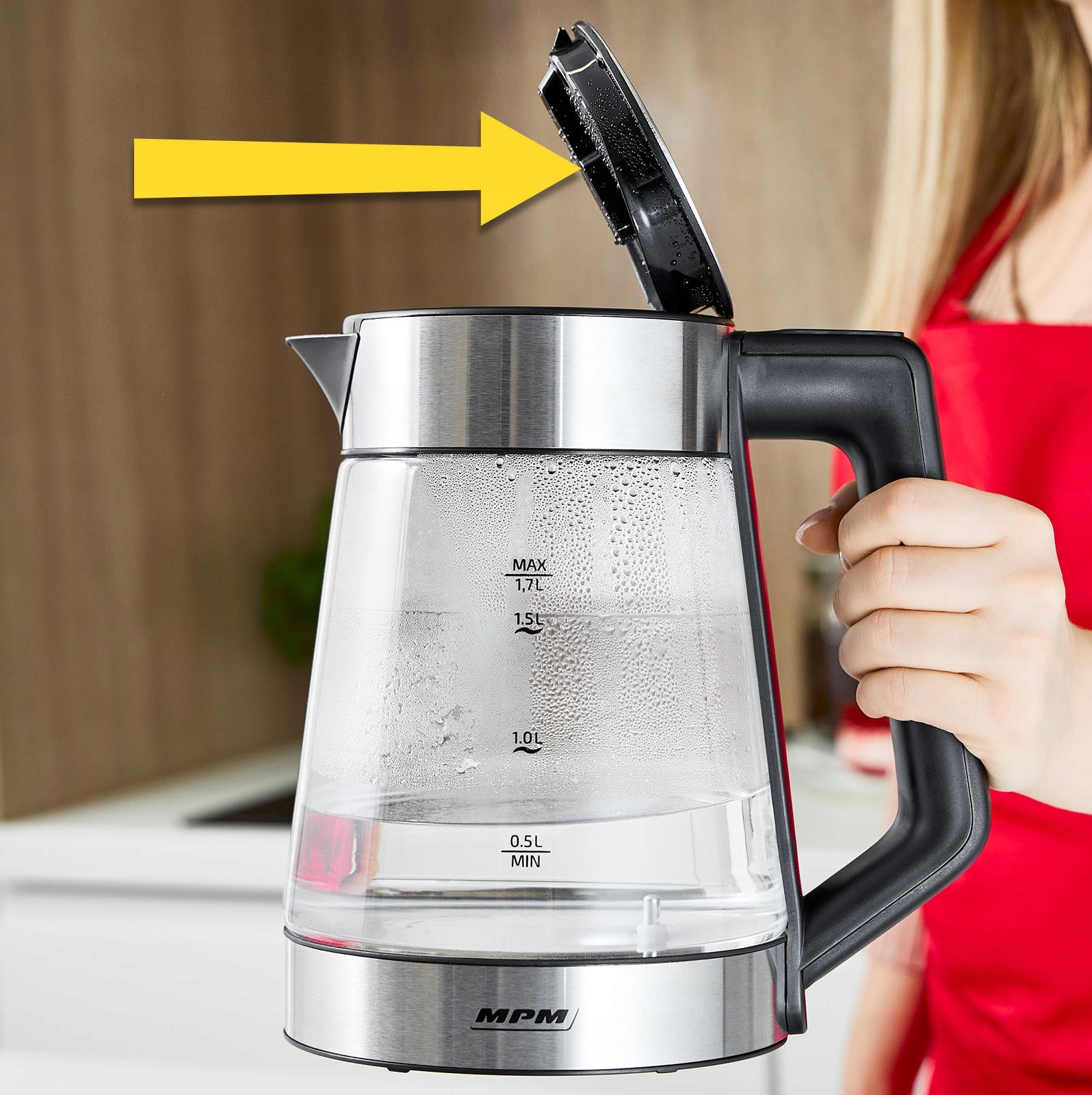 Electric kettle wireless temperature control glass MPM MCZ-116 Model MCZ-116