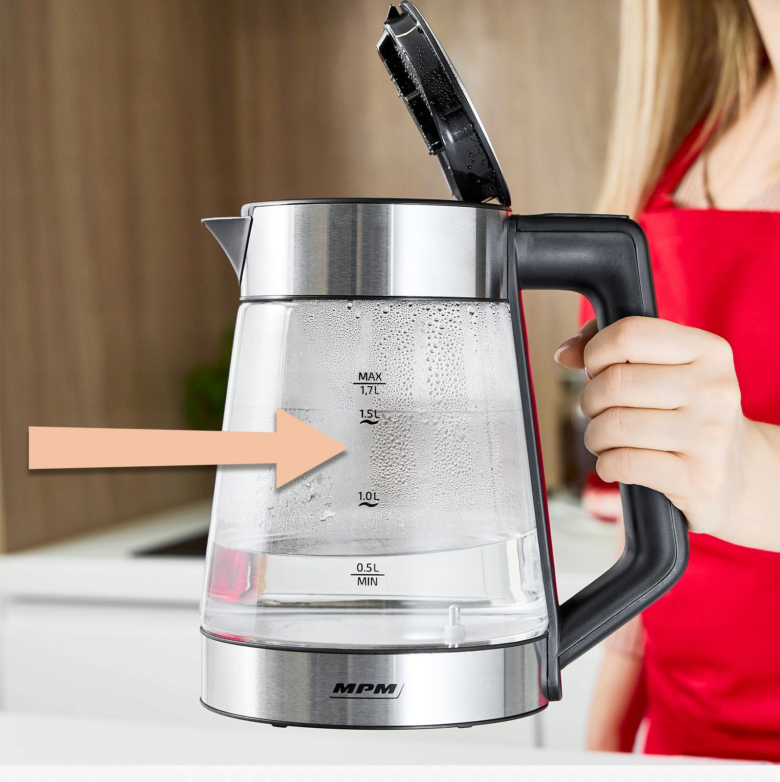 Electric kettle wireless temperature control glass MPM MCZ-116 Power 2200 W