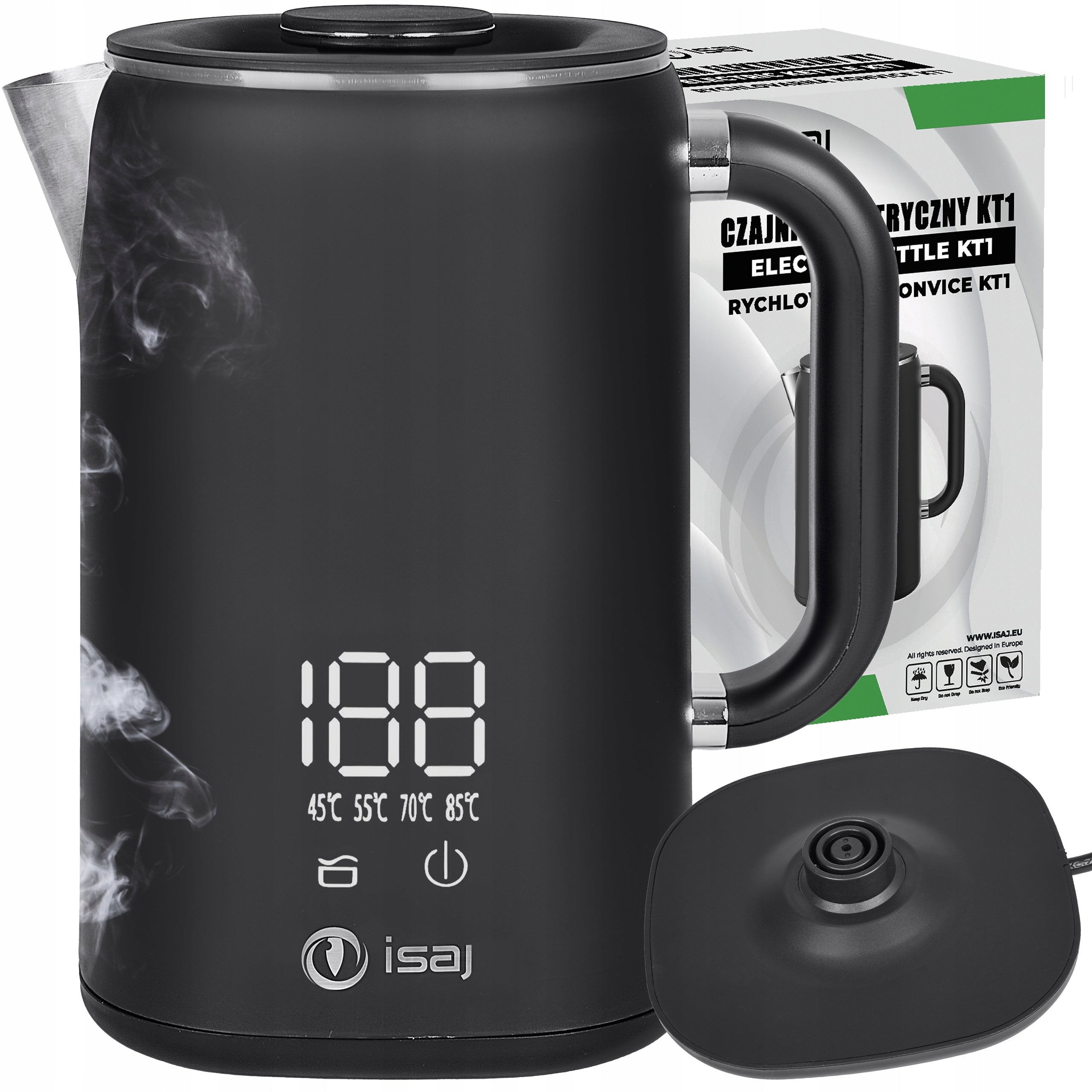 Electric kettle with temperature control 1.7L 1500W ISAJ KT1