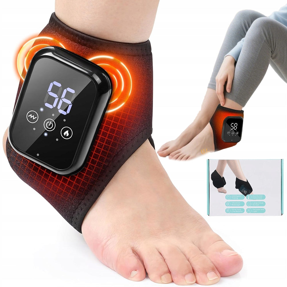 Electric massager for feet and ankles black with heating and 3 levels of massage