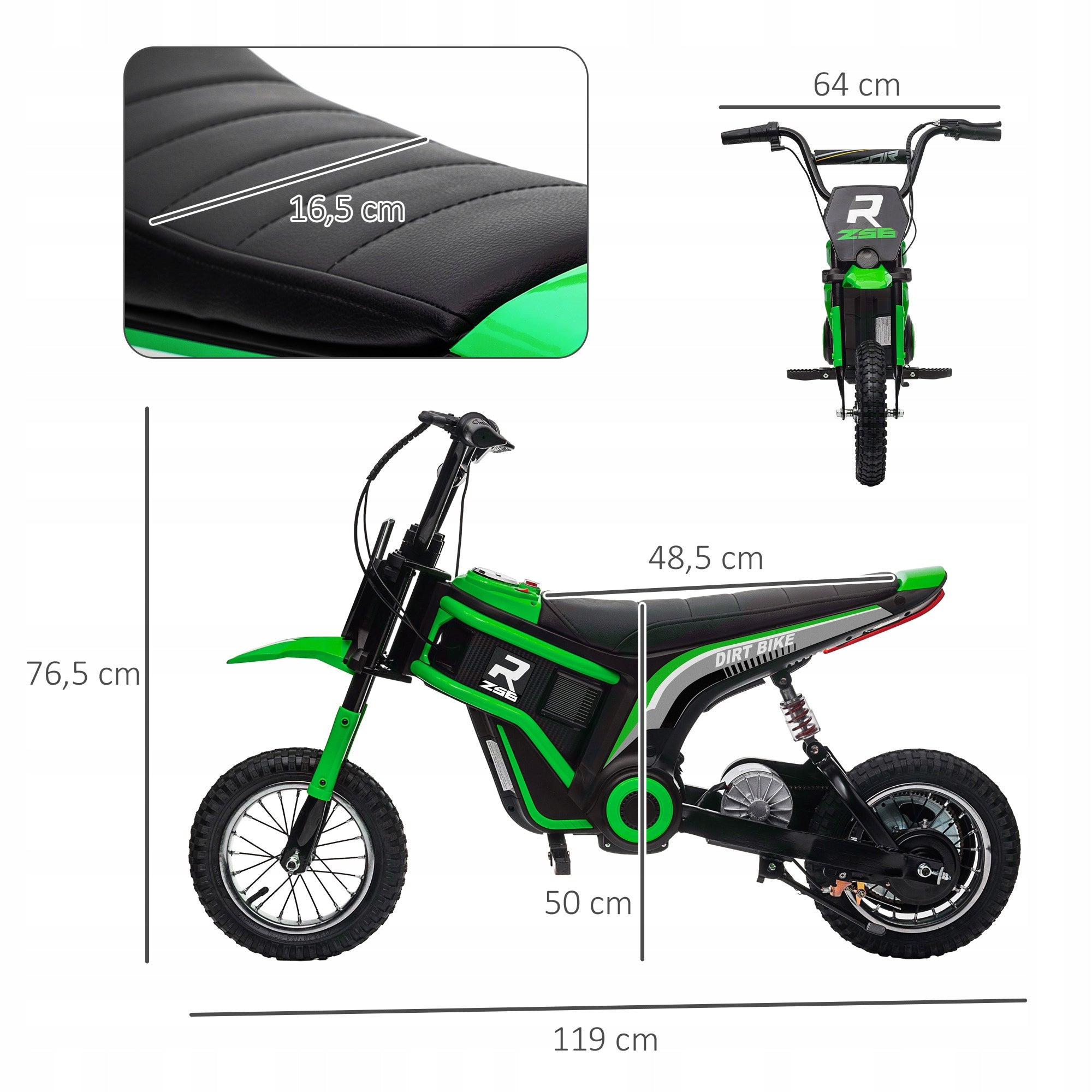 Electric motorcycle HOMCOM for children 119x64x76,5 cm, green Maximum speed 16 km/h